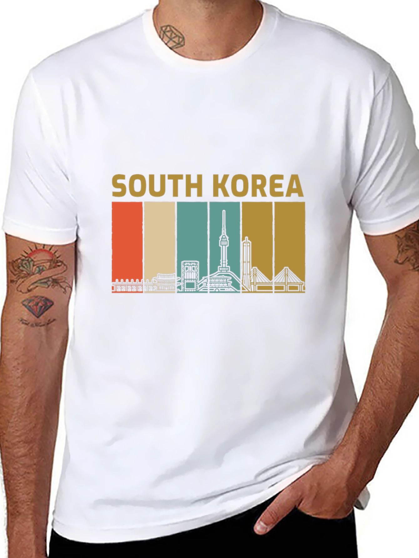 South Korea Skyline Retro Graphic T-Shirt