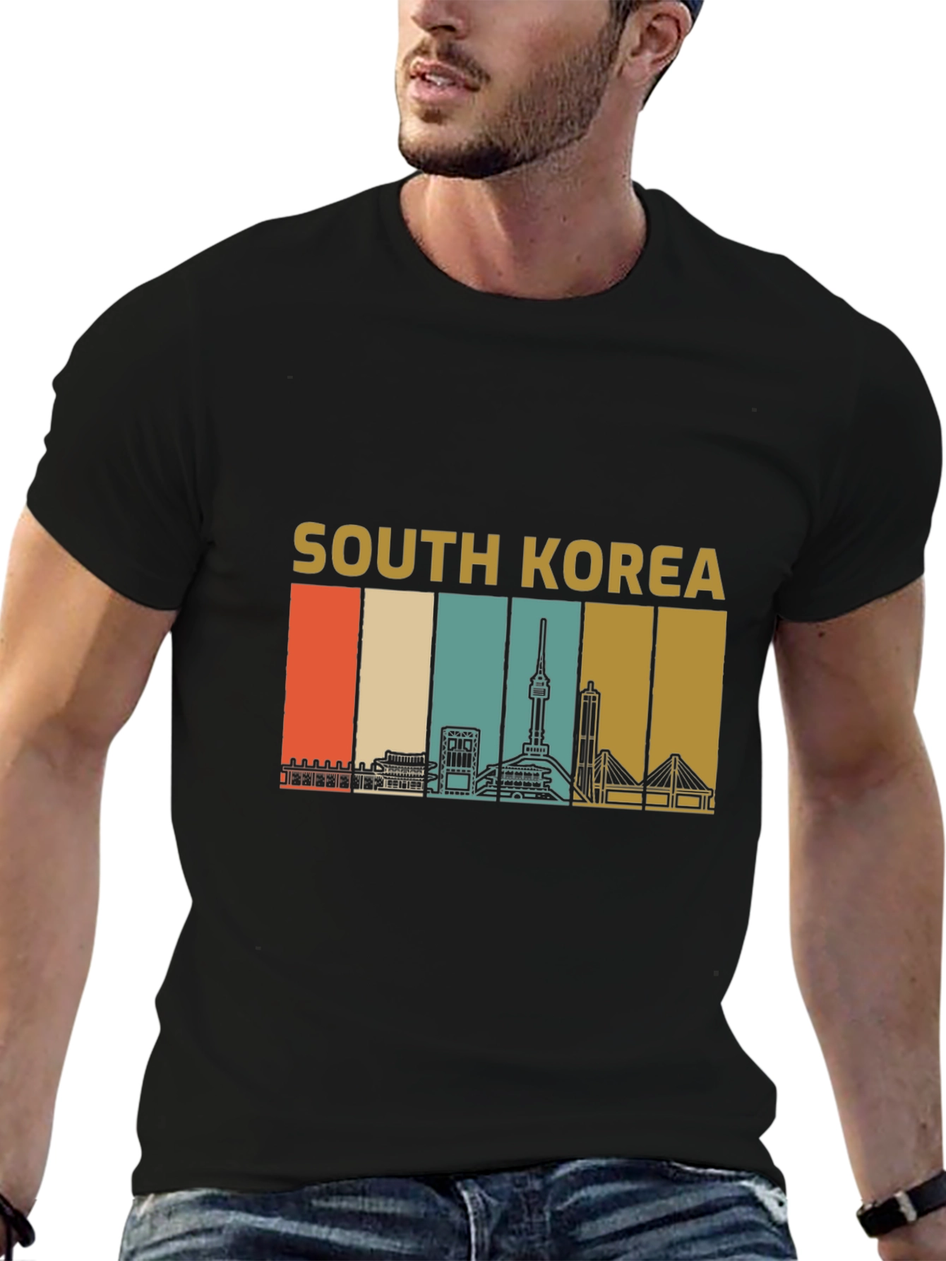 South Korea Skyline Retro Graphic T-Shirt