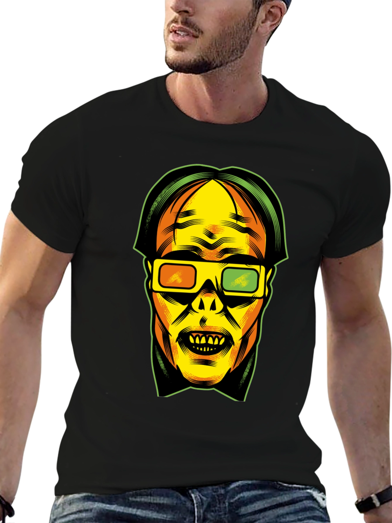 3D Glasses Graphic T-Shirt - Retro Pop Culture Tee