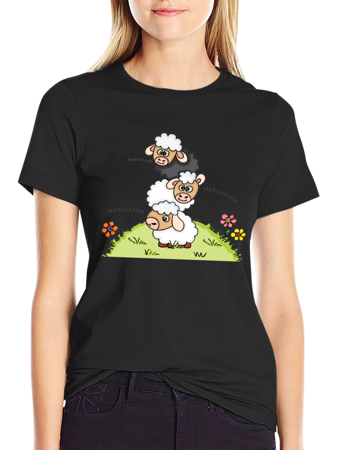 Stacked Sheep Cartoon T-Shirt
