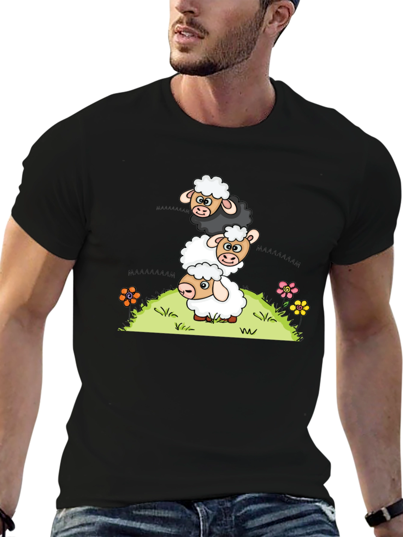 Stacked Sheep Cartoon T-Shirt