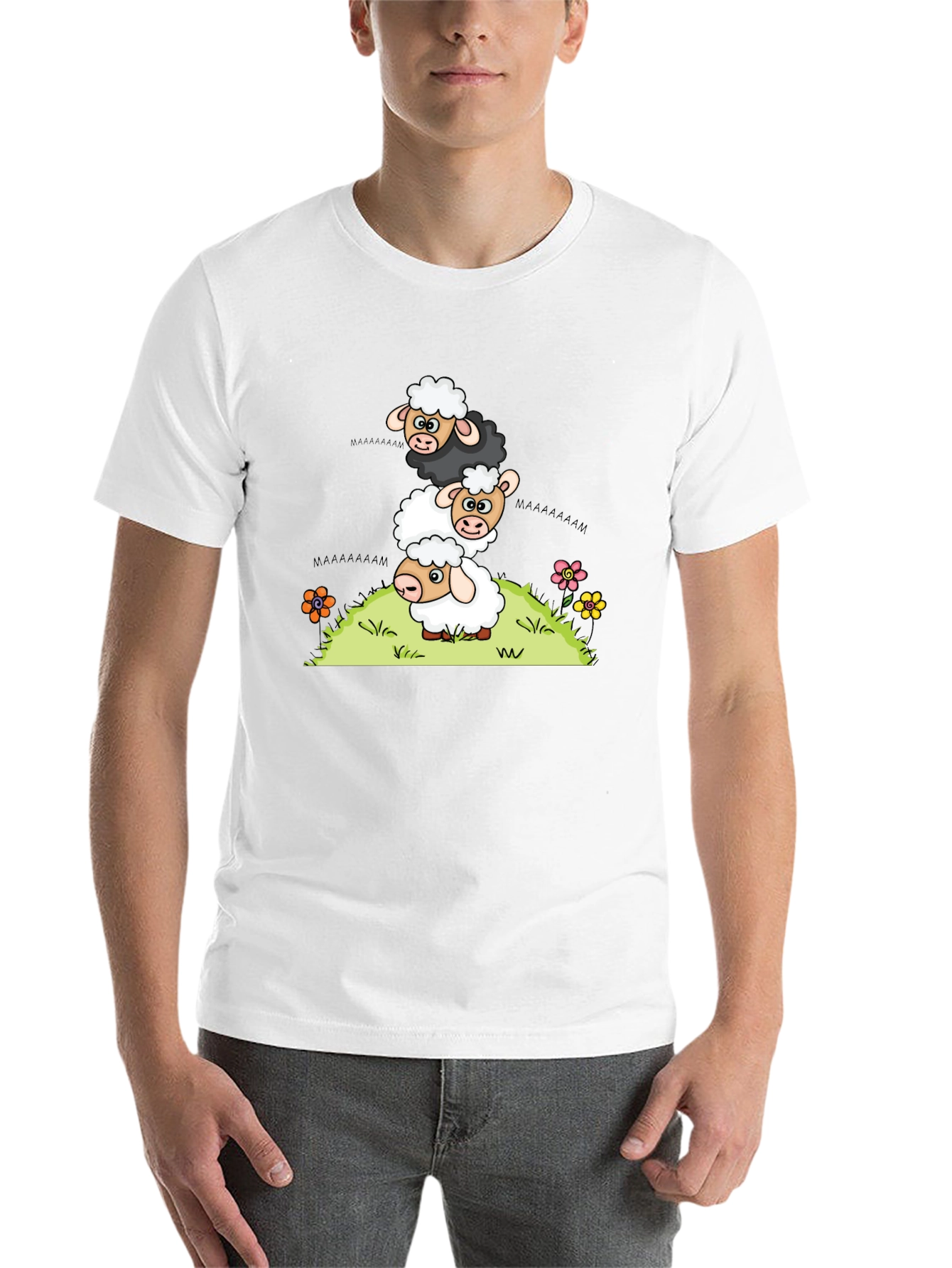 Stacked Sheep Cartoon T-Shirt