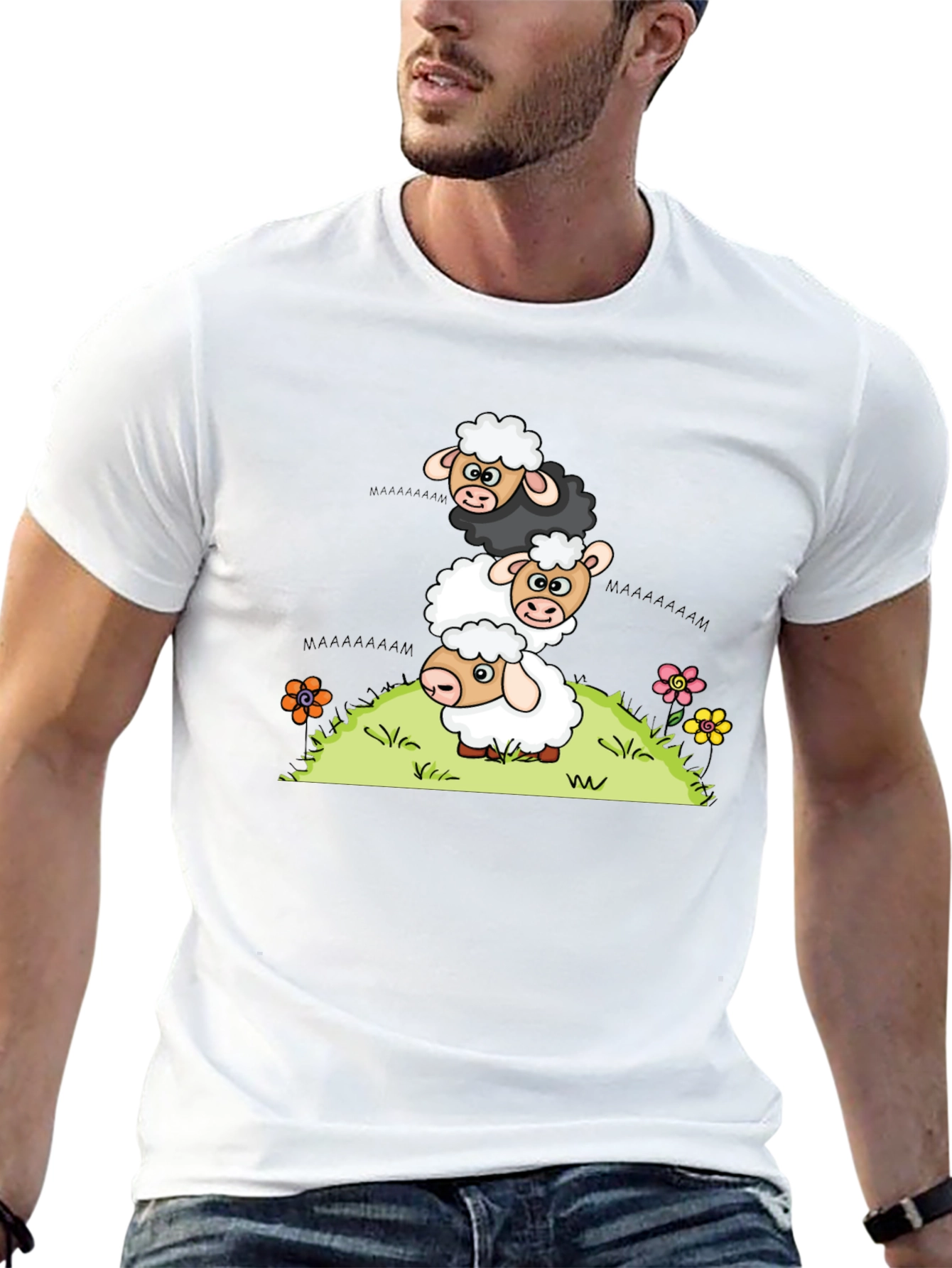 Stacked Sheep Cartoon T-Shirt