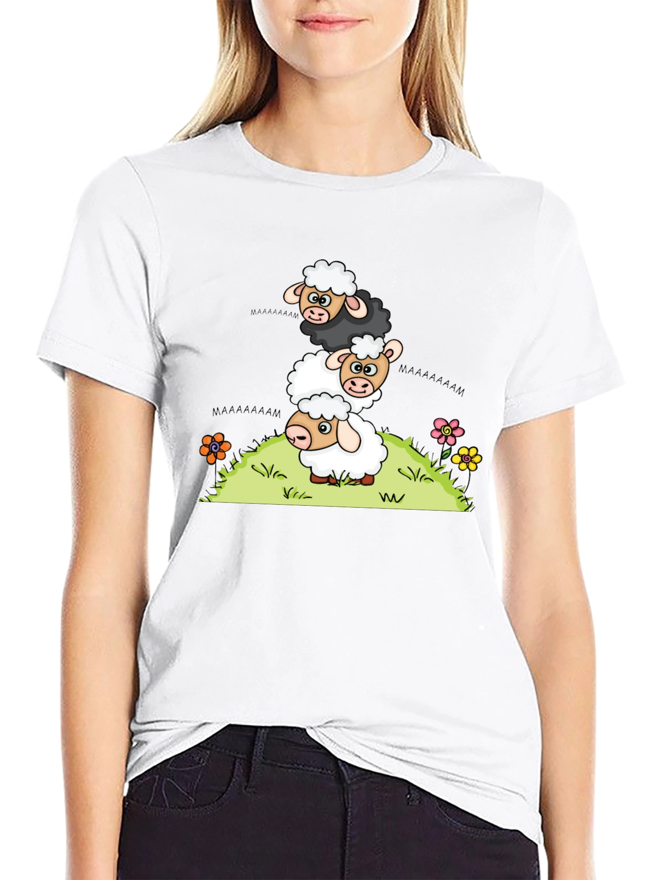 Stacked Sheep Cartoon T-Shirt