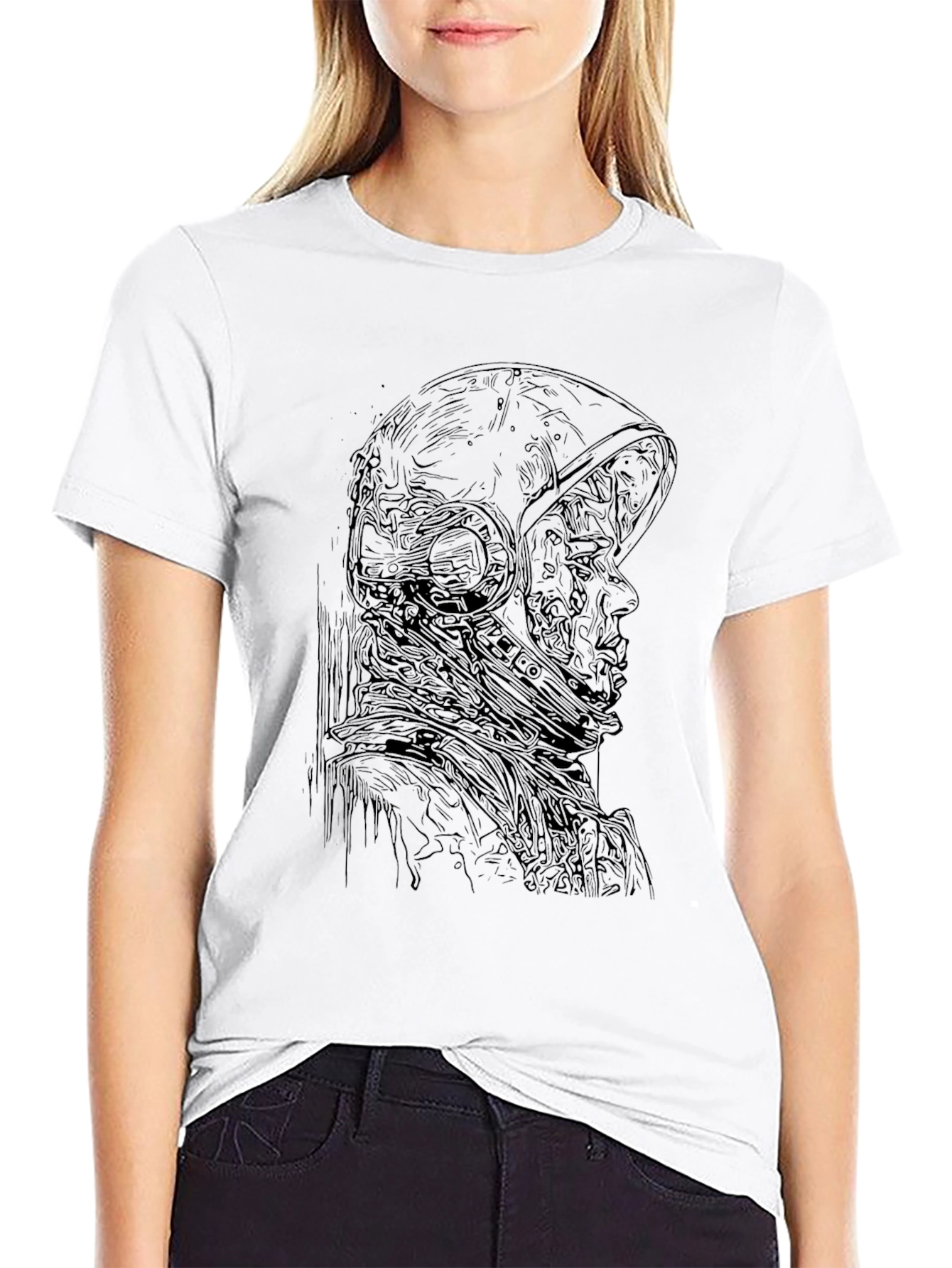 Astronaut Graphic Print Black T-Shirt