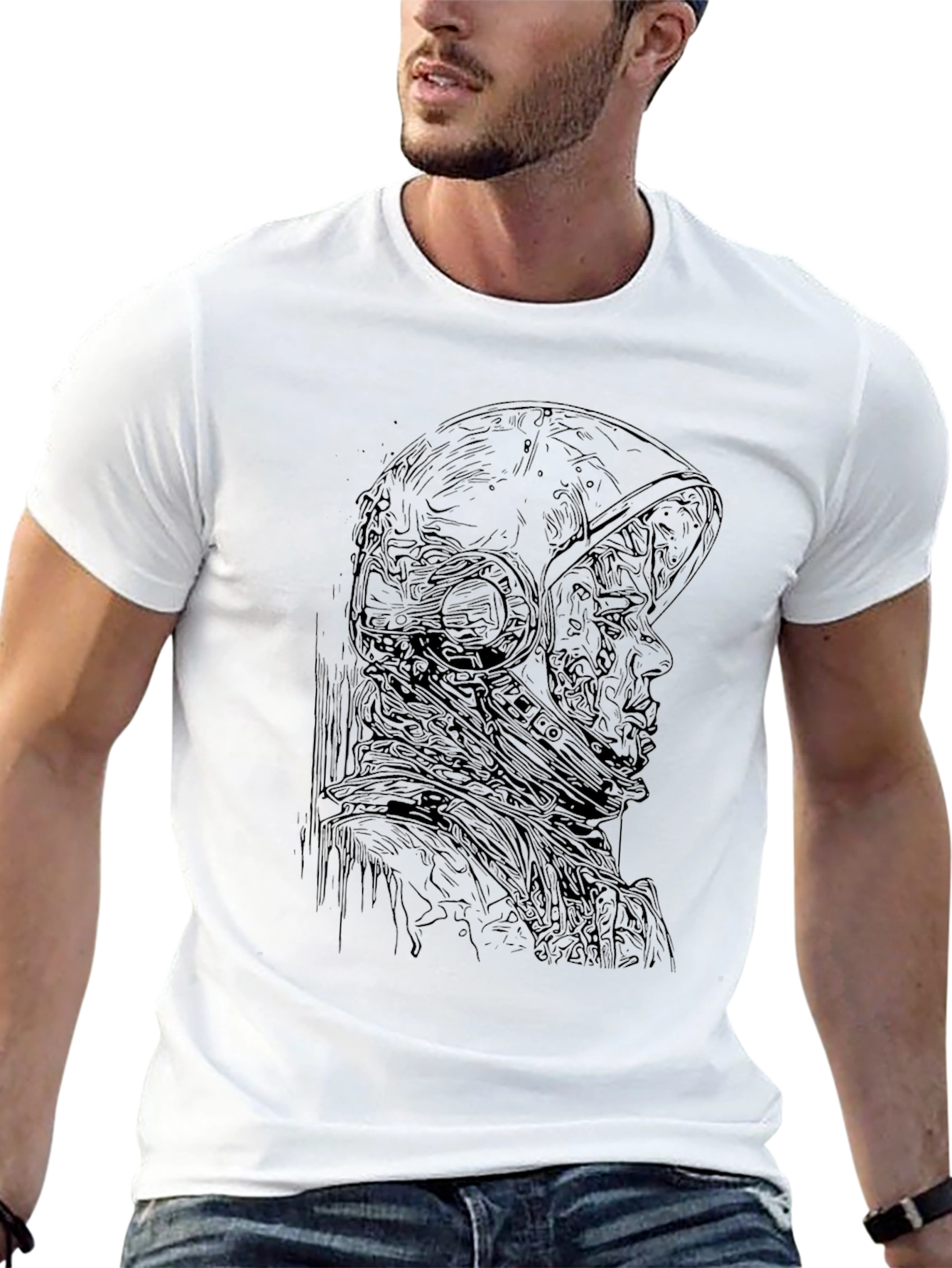 Astronaut Graphic Print Black T-Shirt