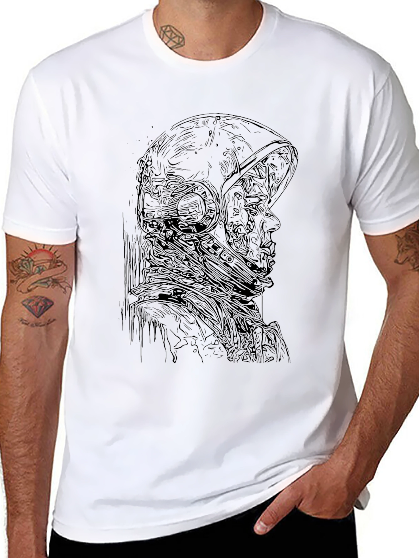 Astronaut Graphic Print Black T-Shirt
