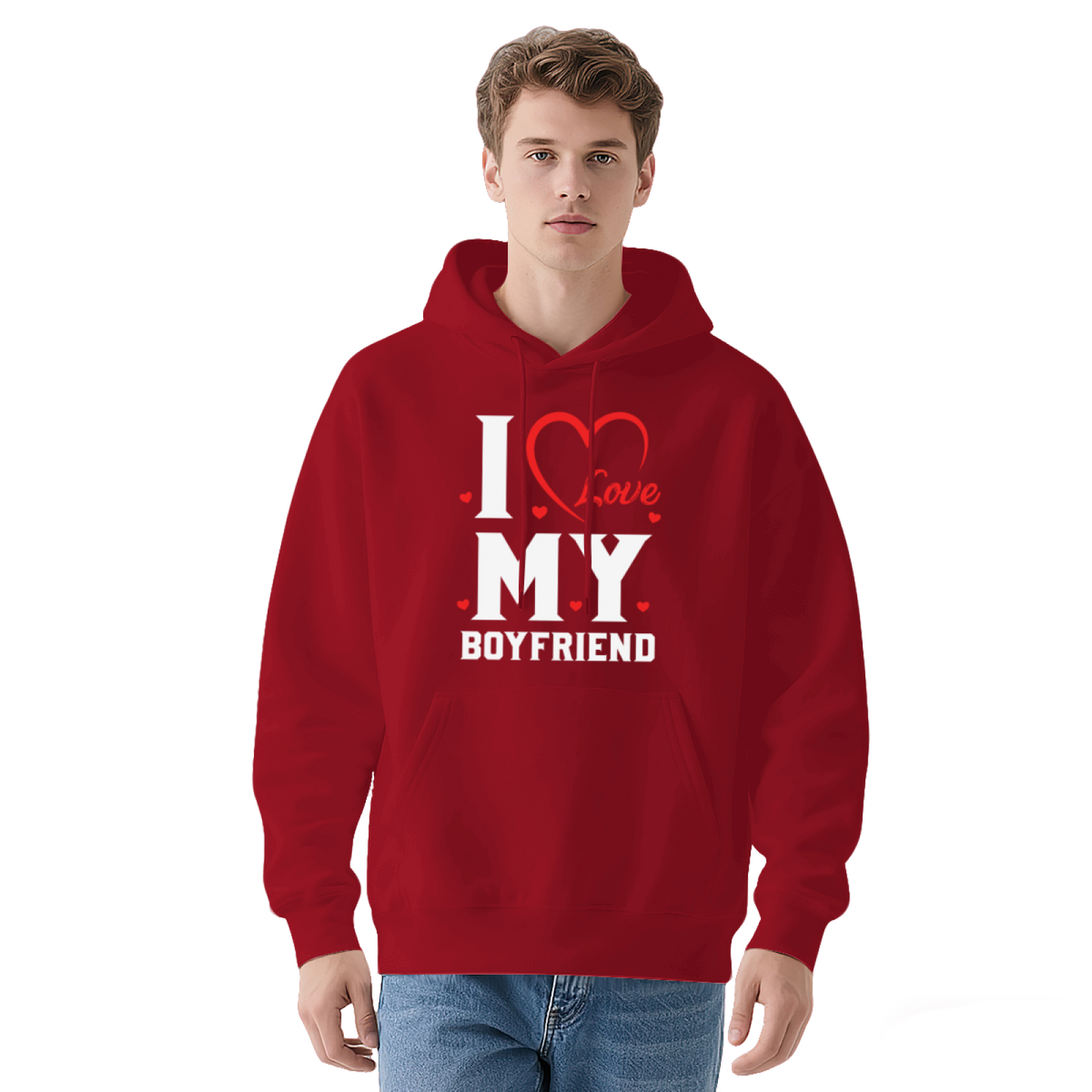 I Love My Boyfriend Romantic Heart Cute Comfort Hoodie, Couple Matching Outfit