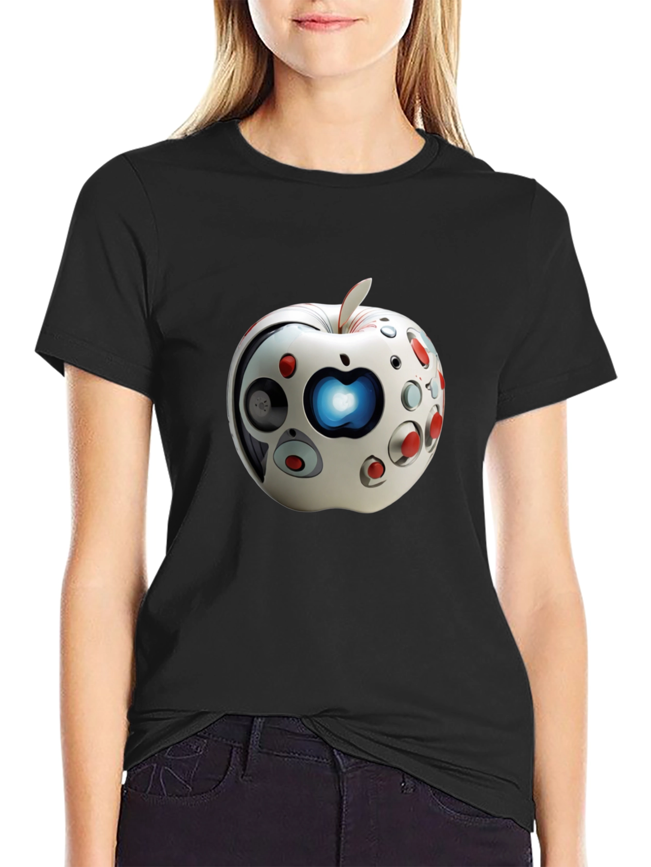 Futuristic Apple Graphic T-Shirt