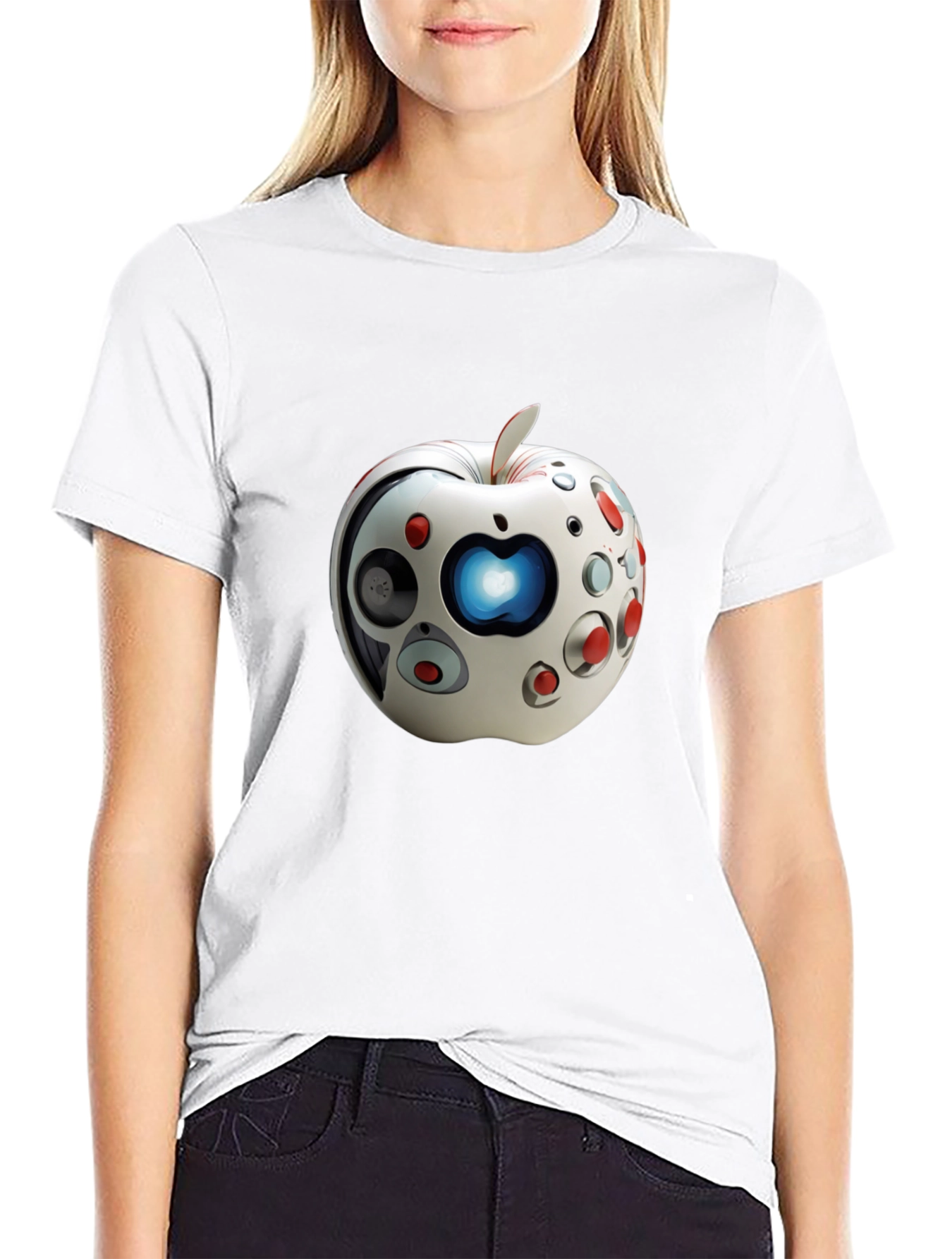Futuristic Apple Graphic T-Shirt