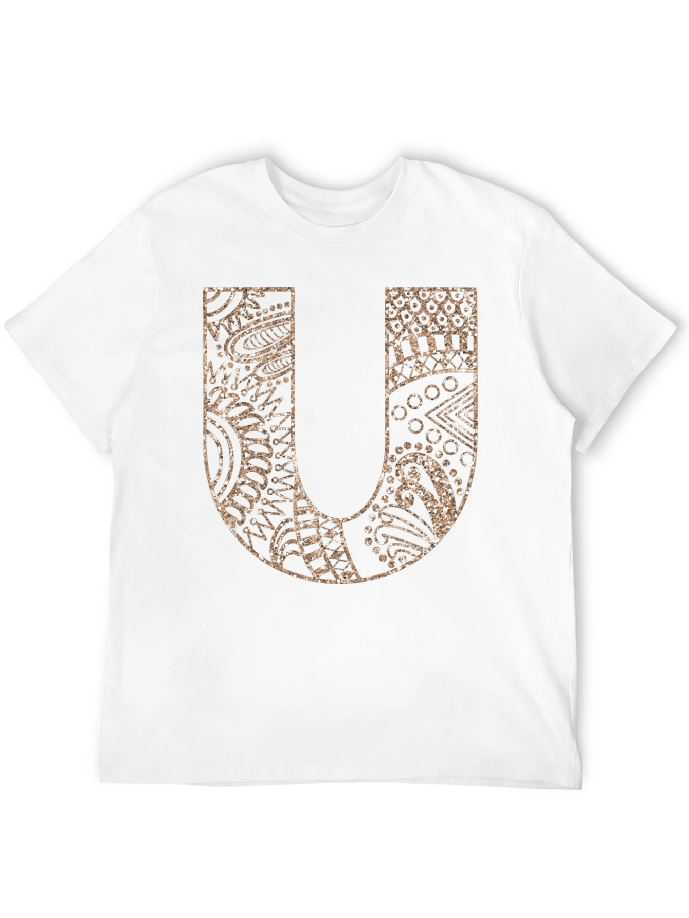 Letter U Graphic Tee - Black Cotton Blend Shirt
