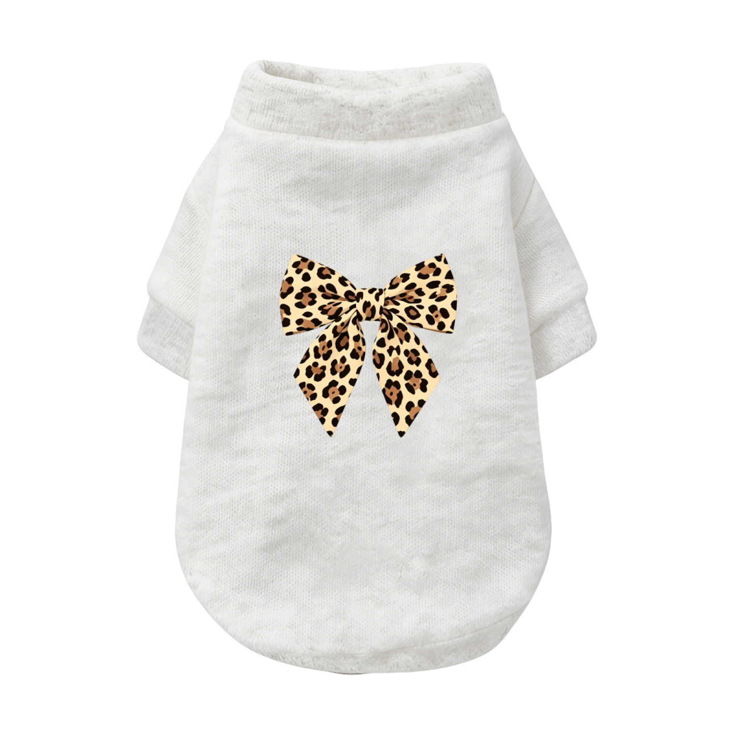 Vintage Leopard Bow Elegant White Small Pet Fashion Cardigan