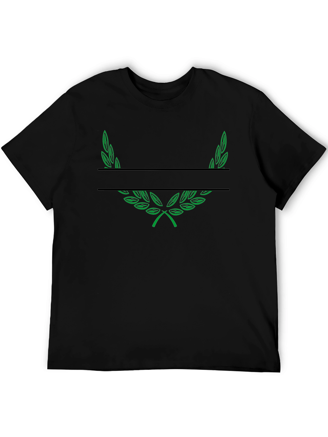 Green Laurel Wreath Black T-Shirt