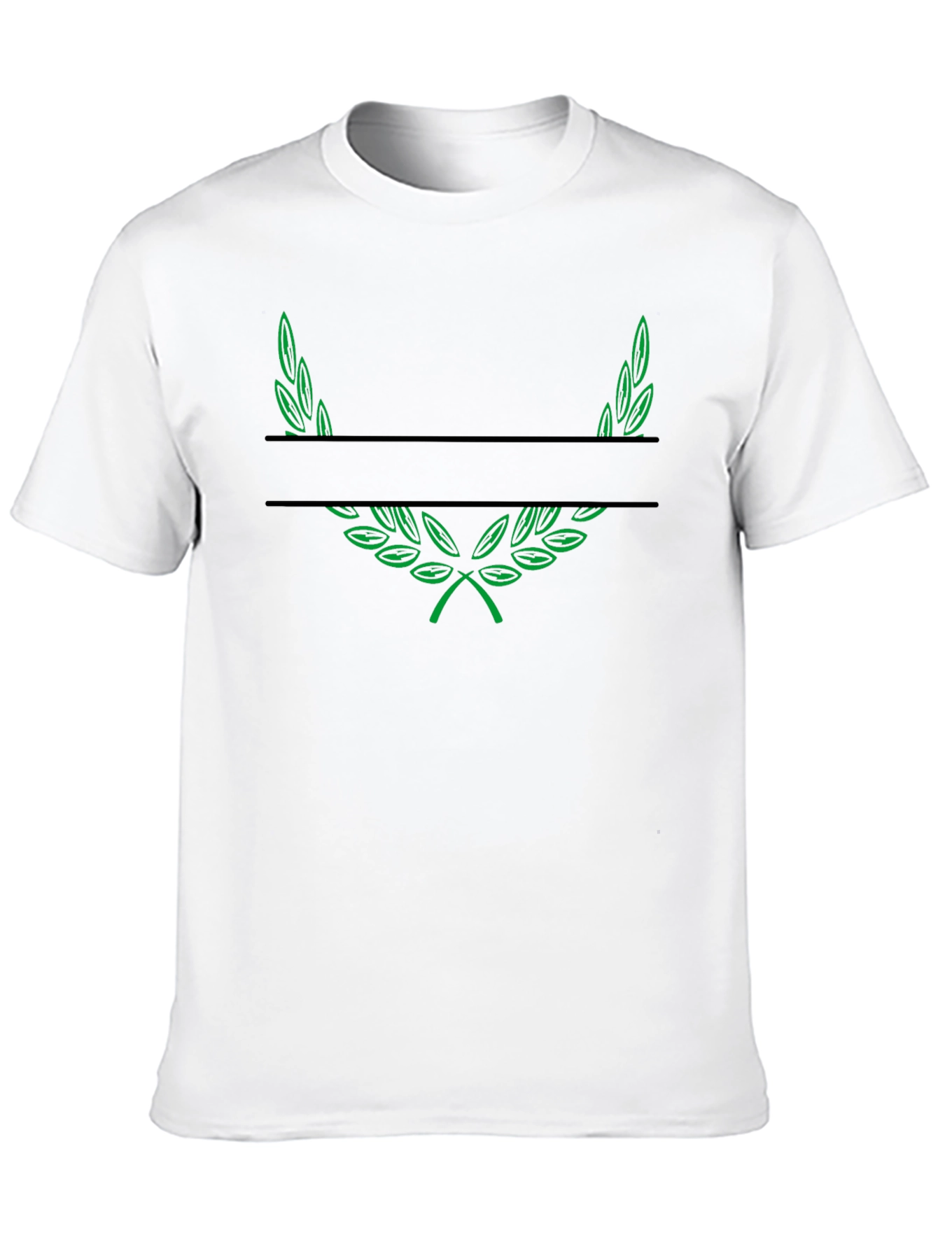Green Laurel Wreath Black T-Shirt