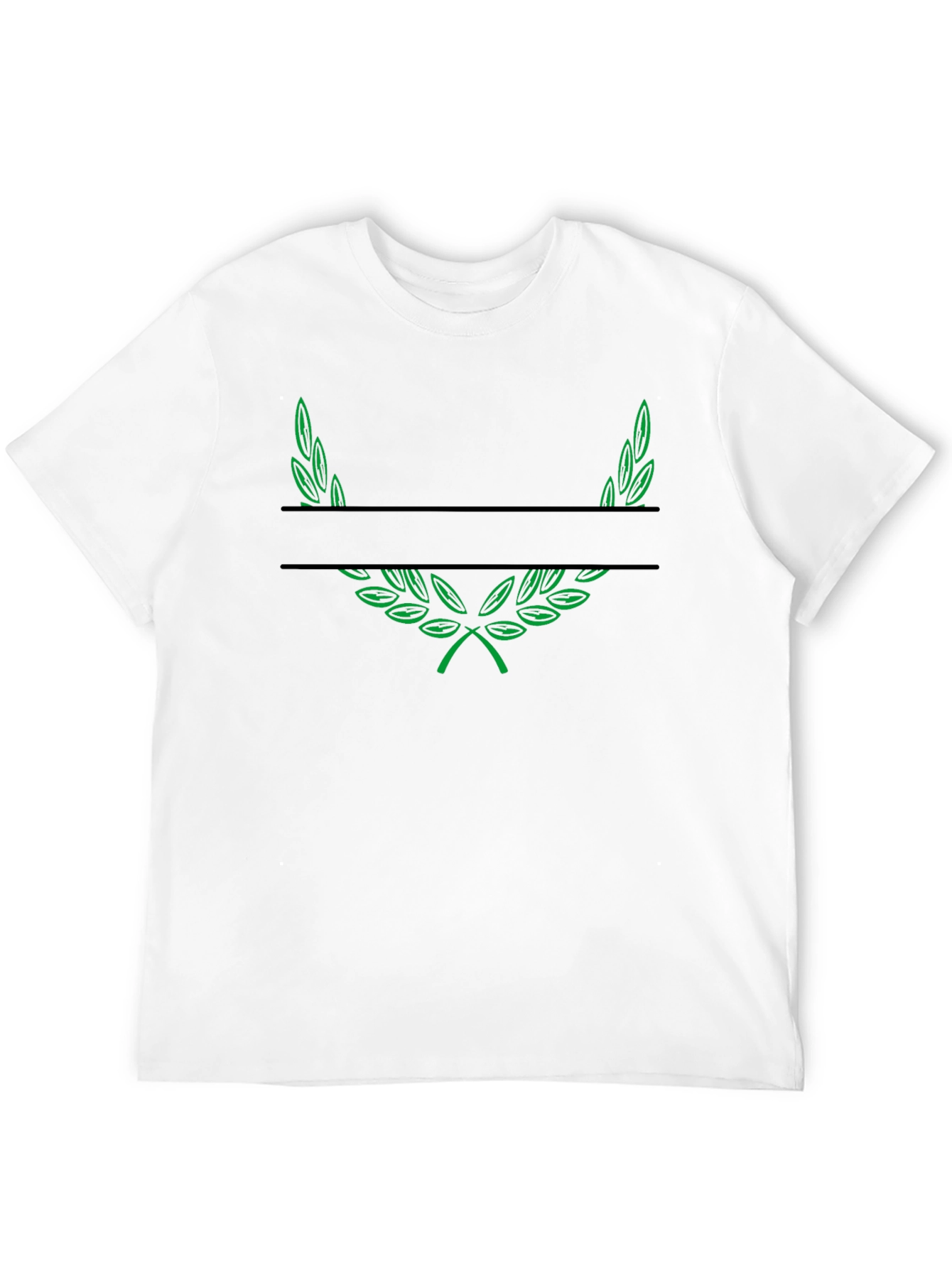 Green Laurel Wreath Black T-Shirt