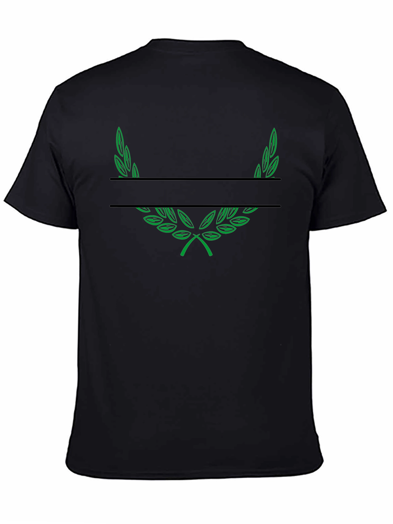 Green Laurel Wreath Black T-Shirt