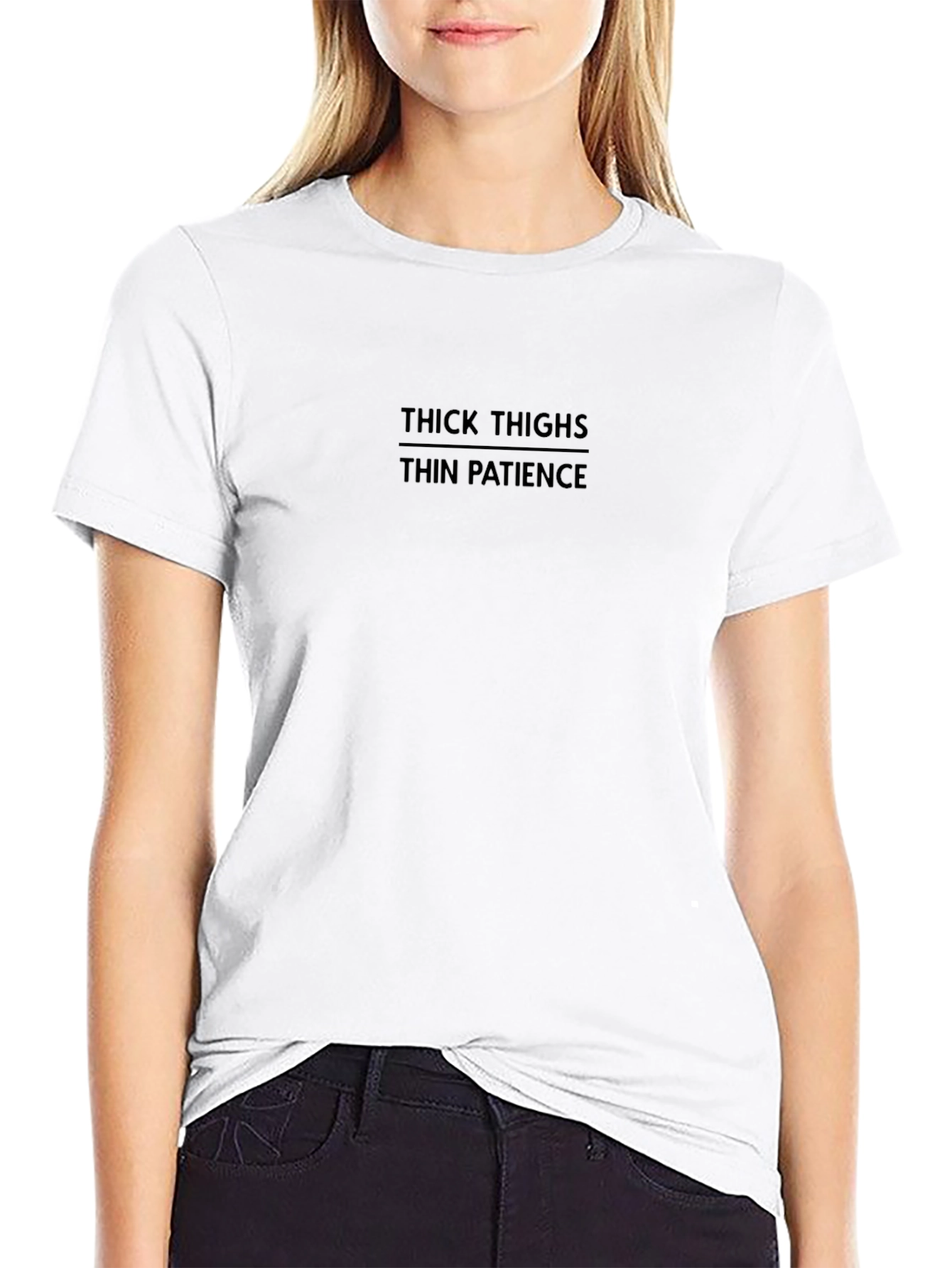 Humorous Black T-Shirt - Thick Thighs Thin Patience