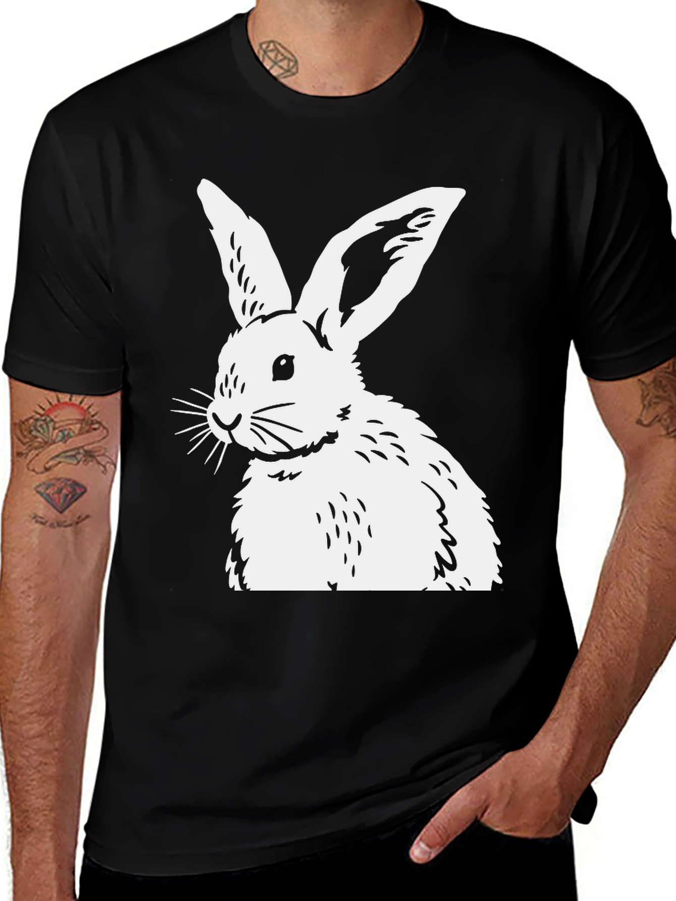 Black Rabbit Graphic Tee - Unisex Cotton Blend