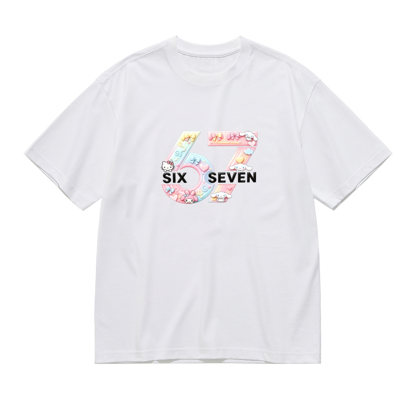 Plus Size Women Pastel 67 Sanrio Friends Cute Character Print Women Tee