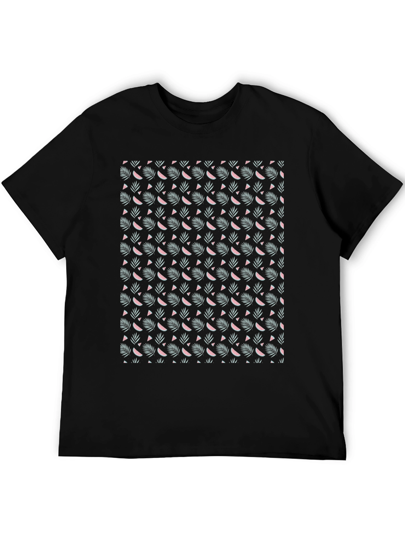 Tropical Pattern Black T-Shirt