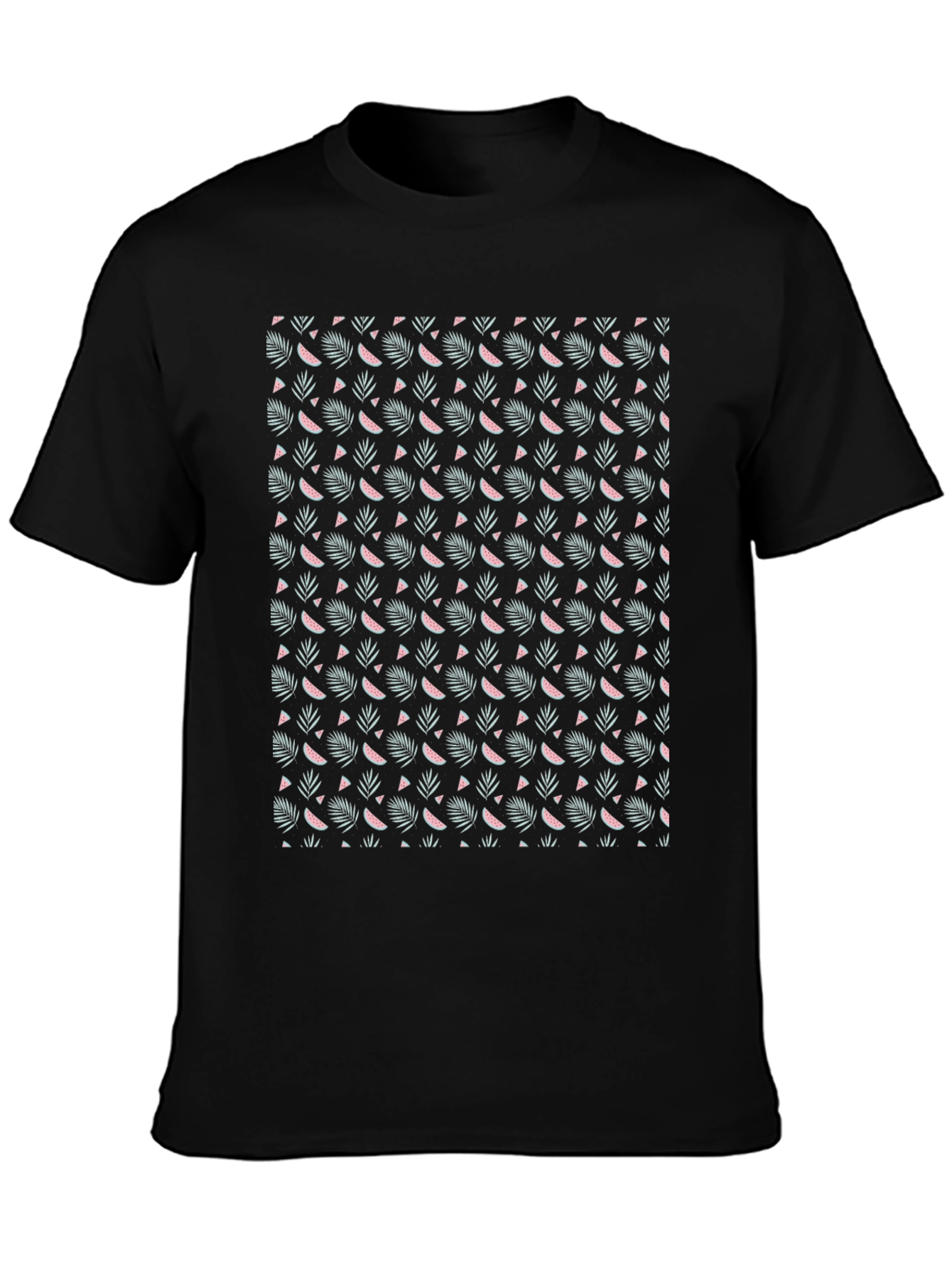 Tropical Pattern Black T-Shirt