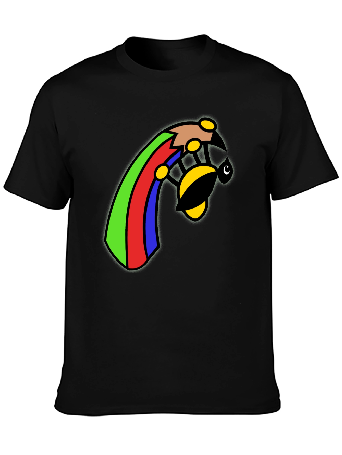 Rainbow Bee Graphic Black T-Shirt