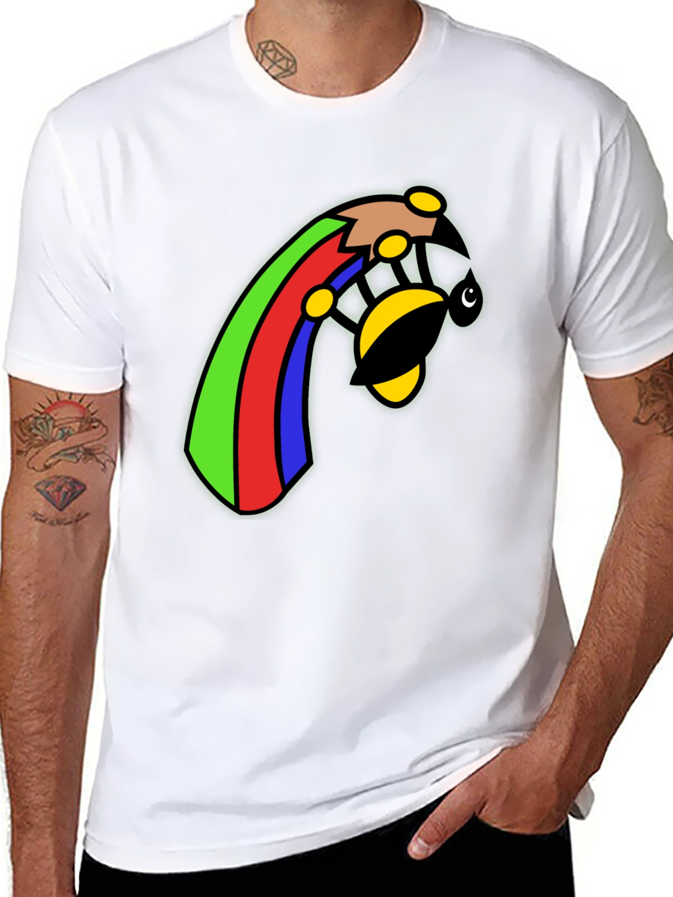 Rainbow Bee Graphic Black T-Shirt
