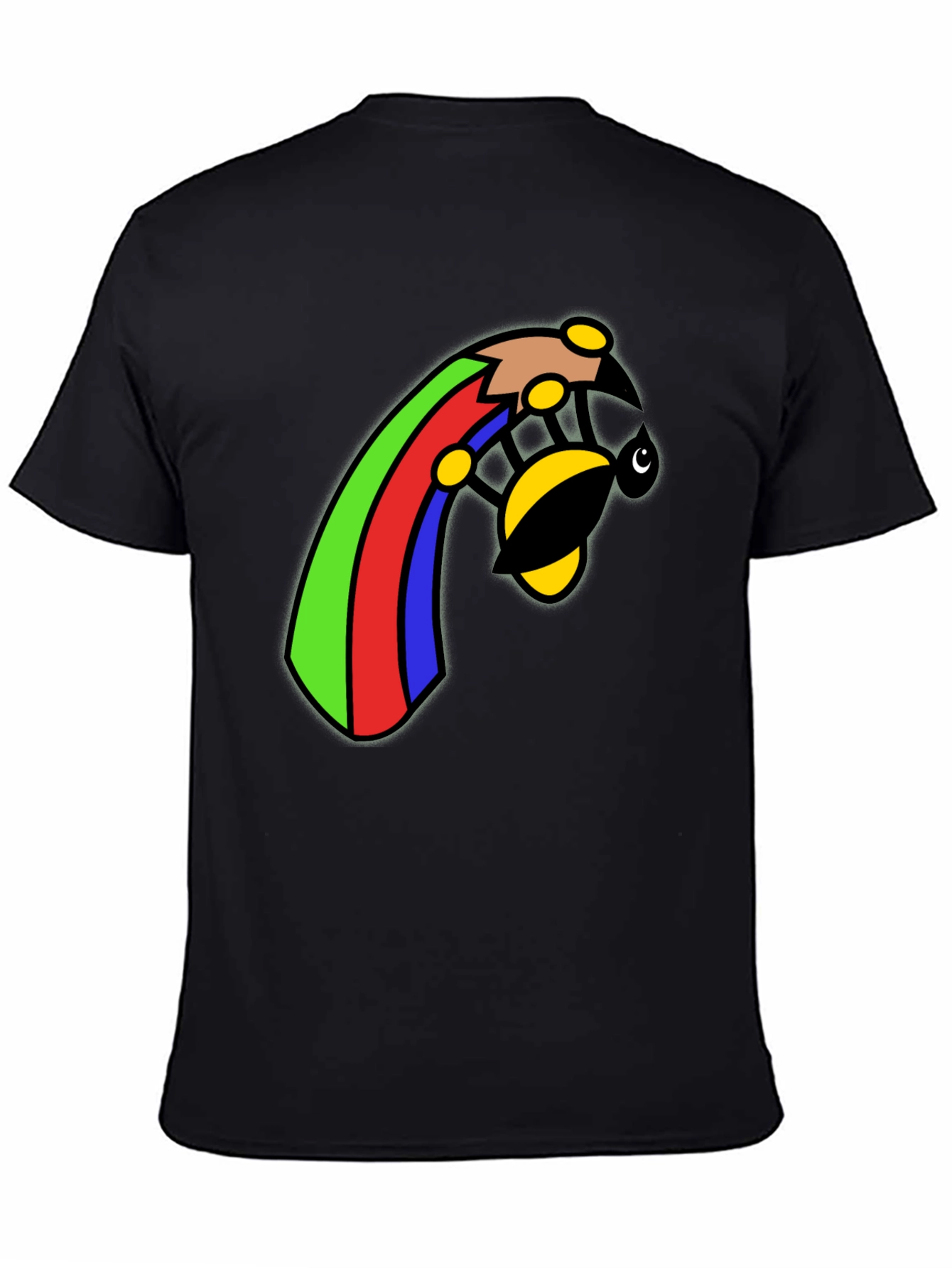Rainbow Bee Graphic Black T-Shirt