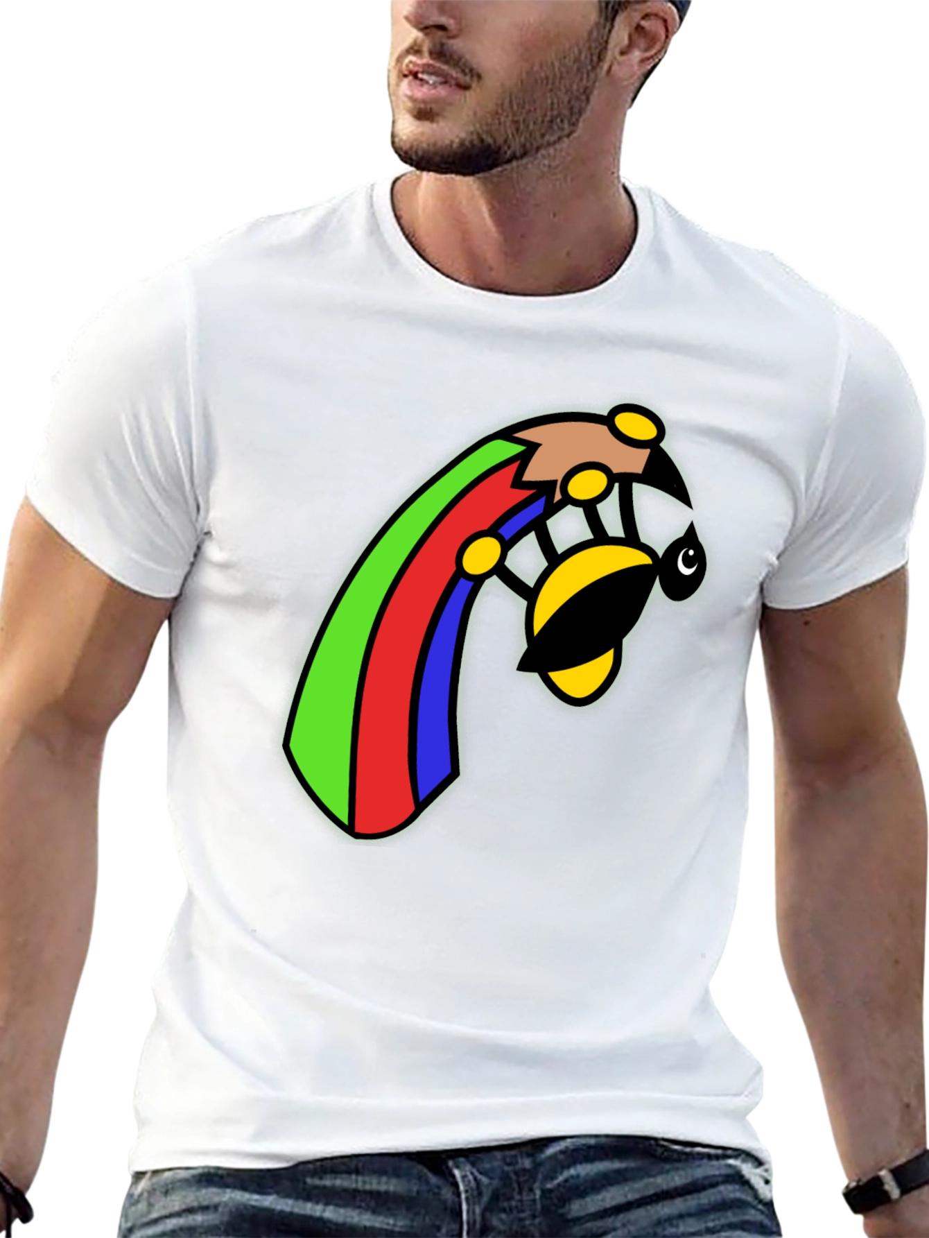 Rainbow Bee Graphic Black T-Shirt
