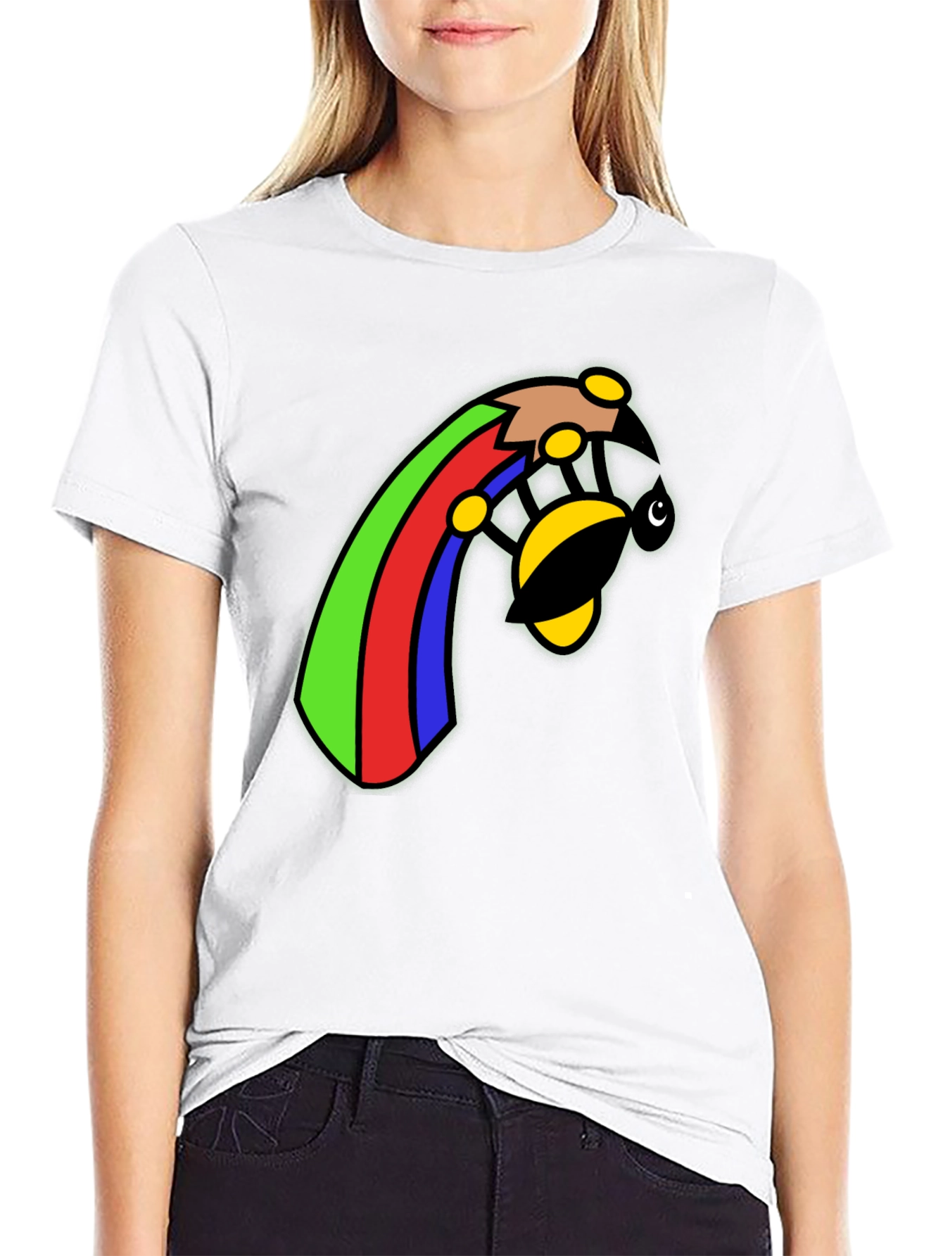 Rainbow Bee Graphic Black T-Shirt