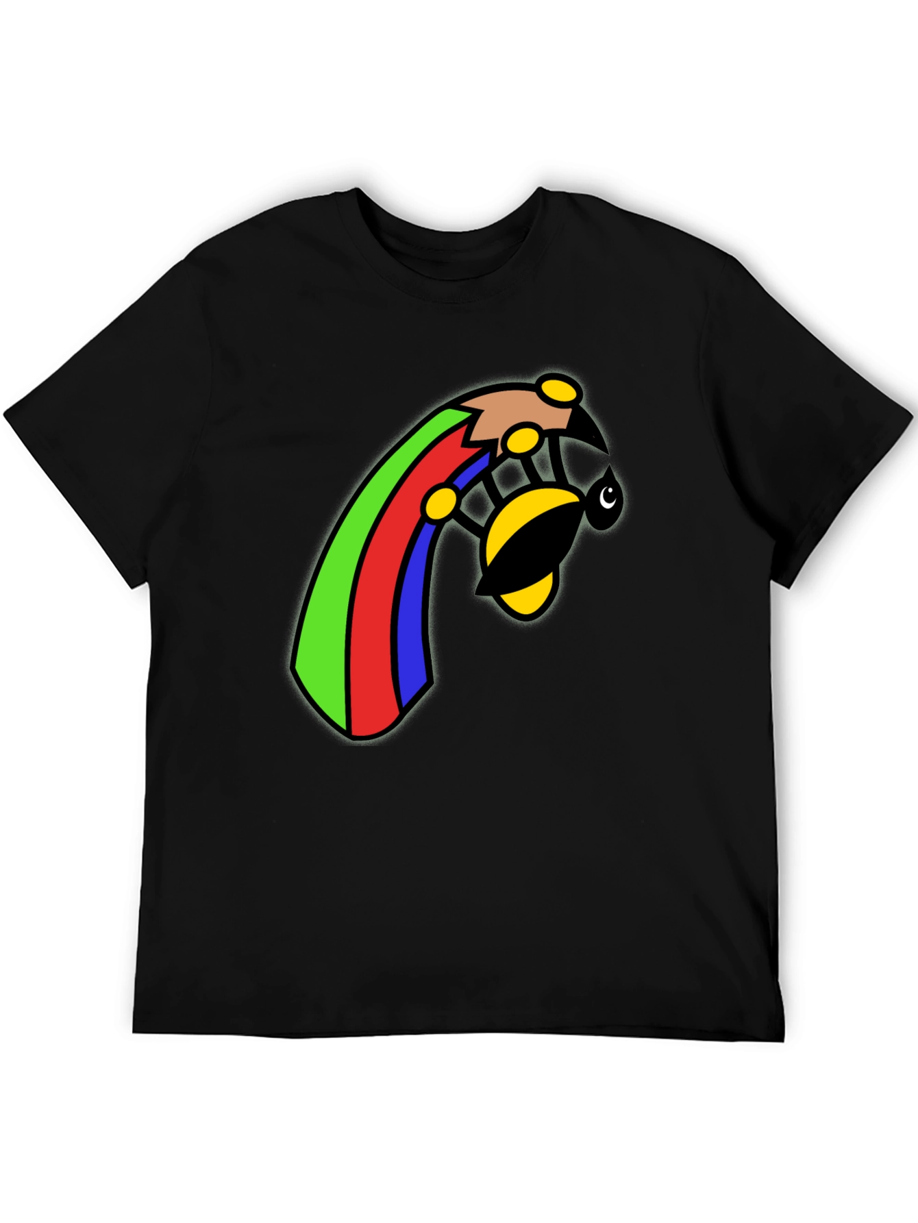 Rainbow Bee Graphic Black T-Shirt