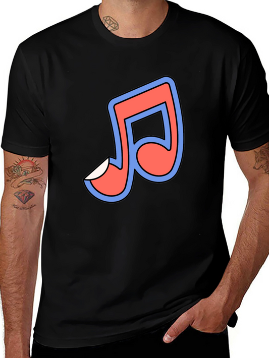 Musical Note Graphic Tee - Black Short Sleeve T-Shirt