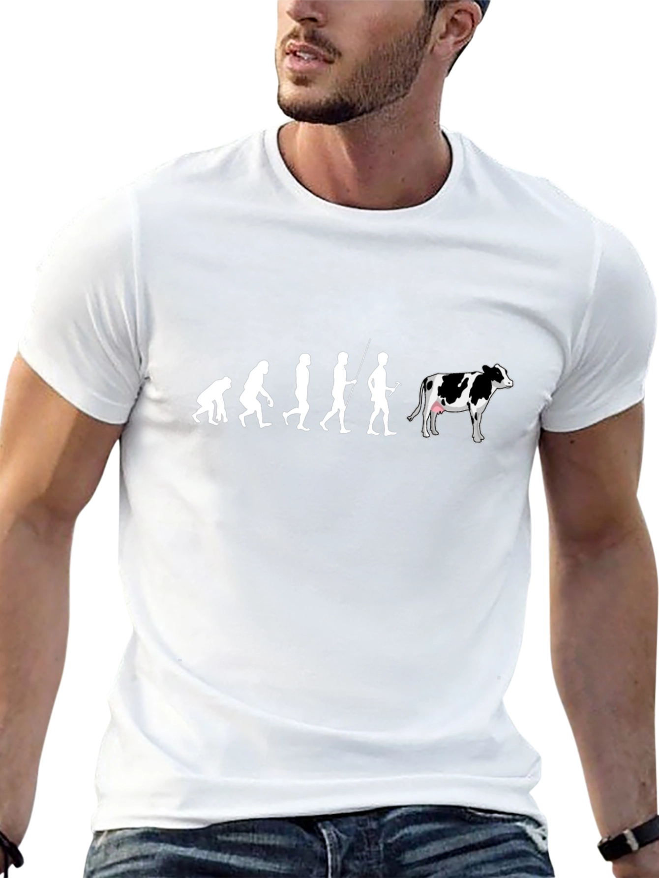 Evolution of Man Cow T-Shirt