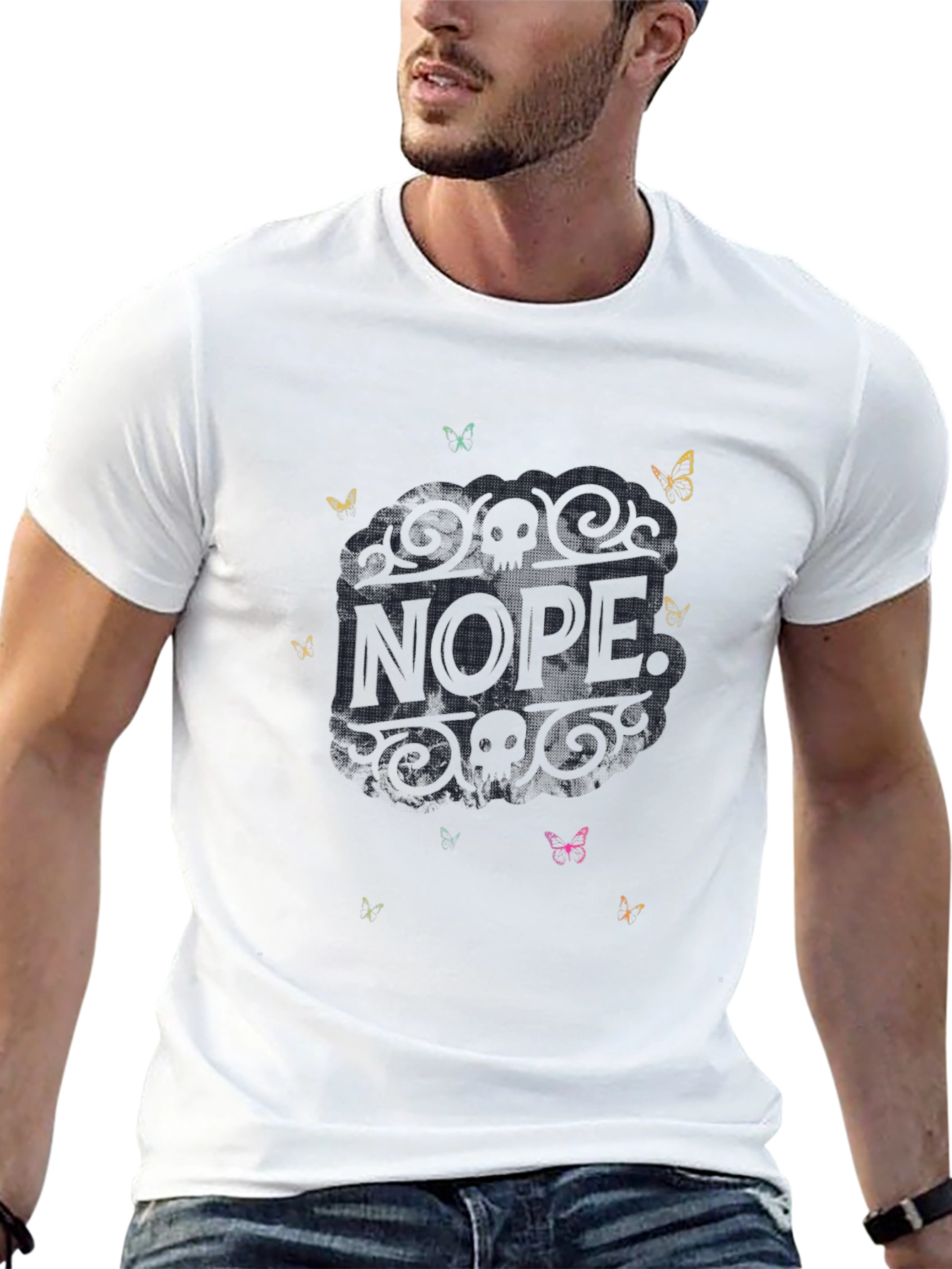 Nope Butterfly Graphic T-Shirt - Relaxed Fit