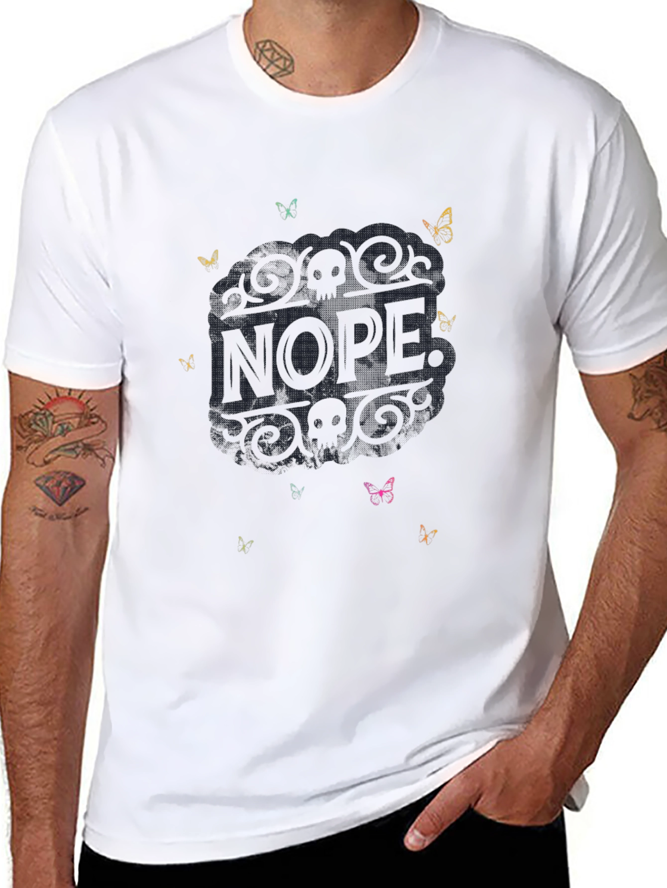 Nope Butterfly Graphic T-Shirt - Relaxed Fit