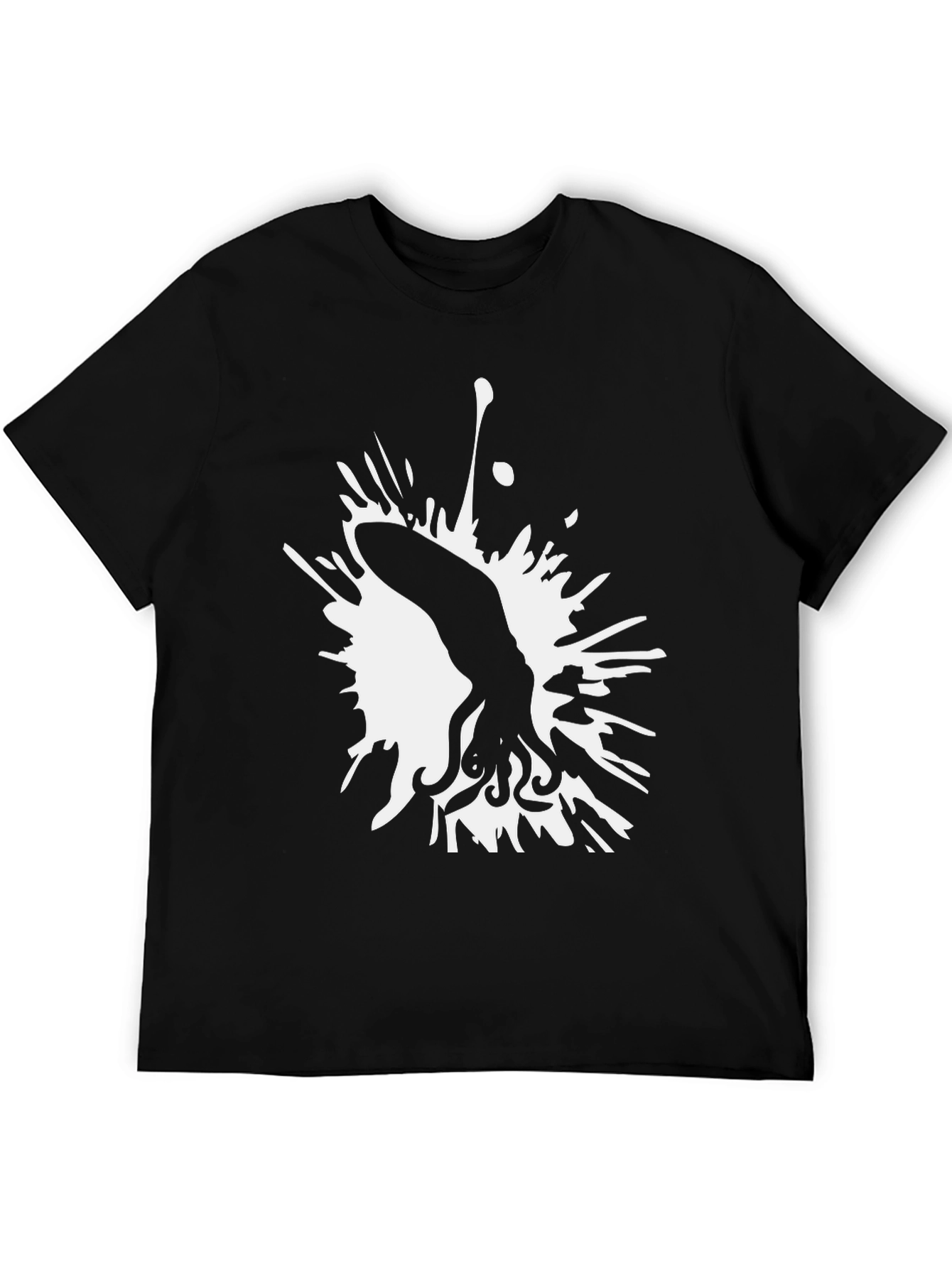 Squid Ink Splash Graphic Tee - Stylish Black T-Shirt
