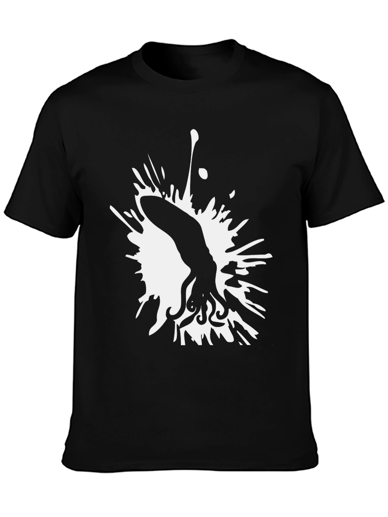 Squid Ink Splash Graphic Tee - Stylish Black T-Shirt
