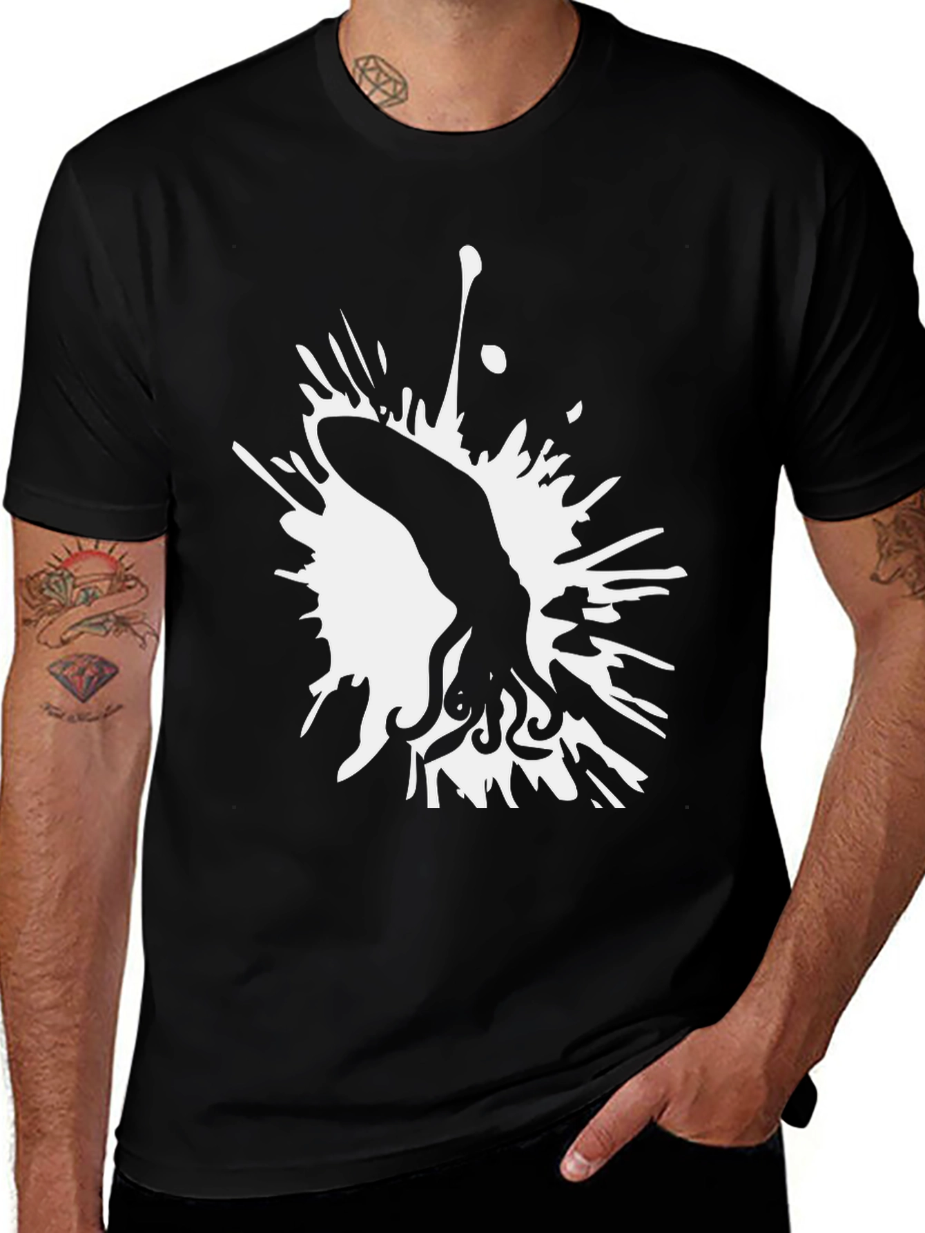 Squid Ink Splash Graphic Tee - Stylish Black T-Shirt