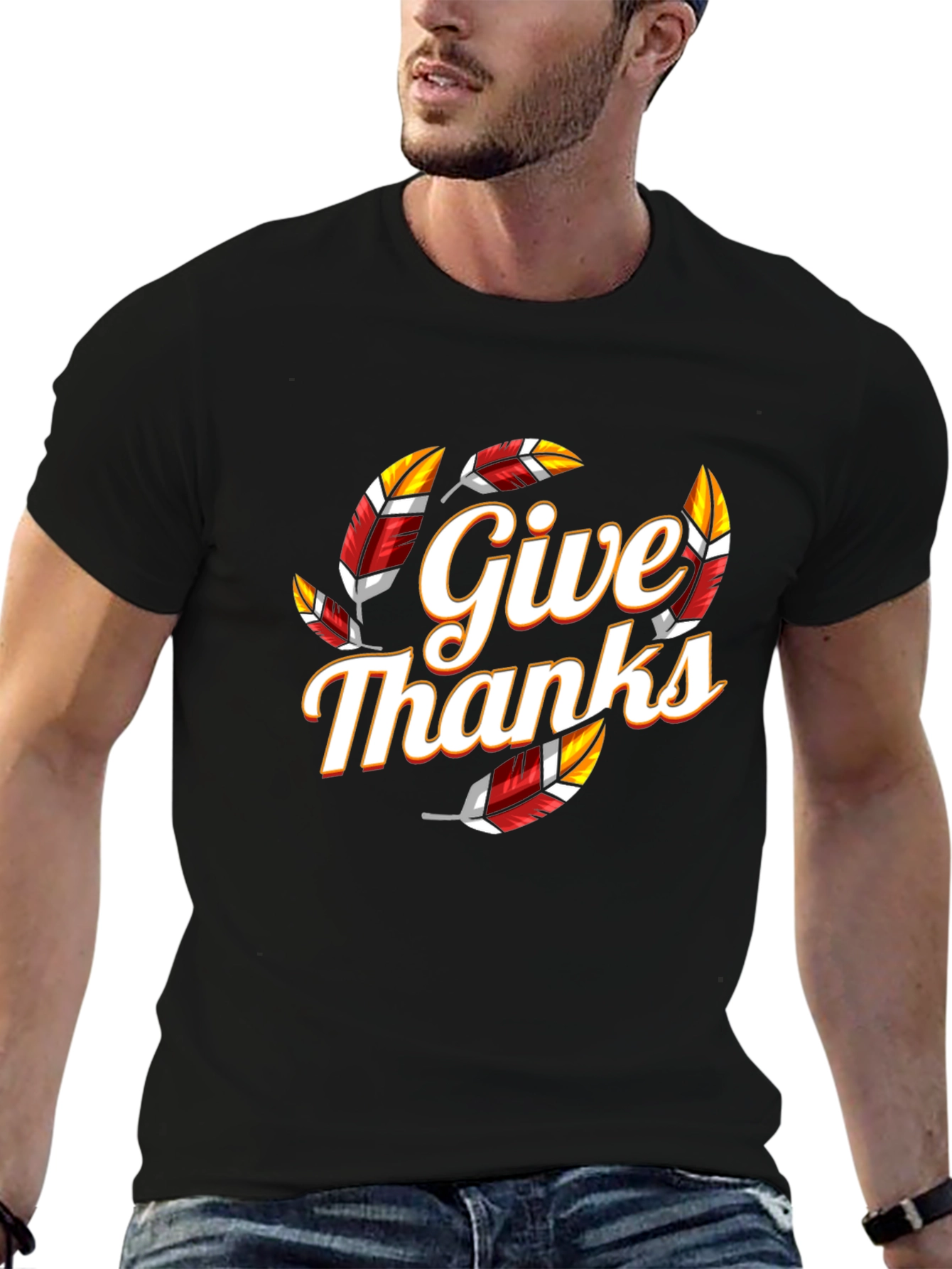 Give Thanks Graphic Tee - Festive Thanksgiving Shirt