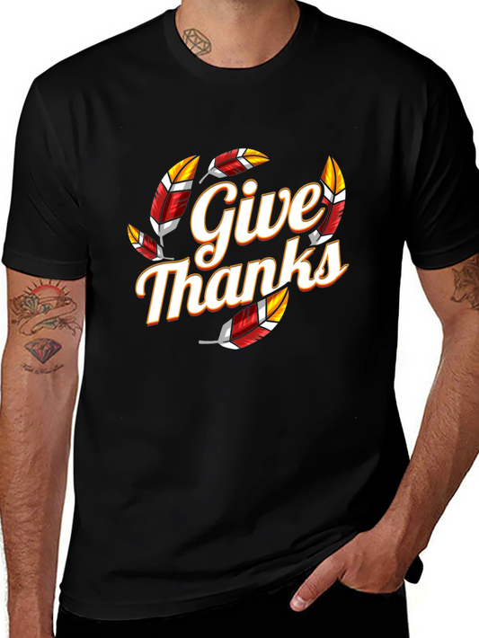 Give Thanks Graphic Tee - Festive Thanksgiving Shirt