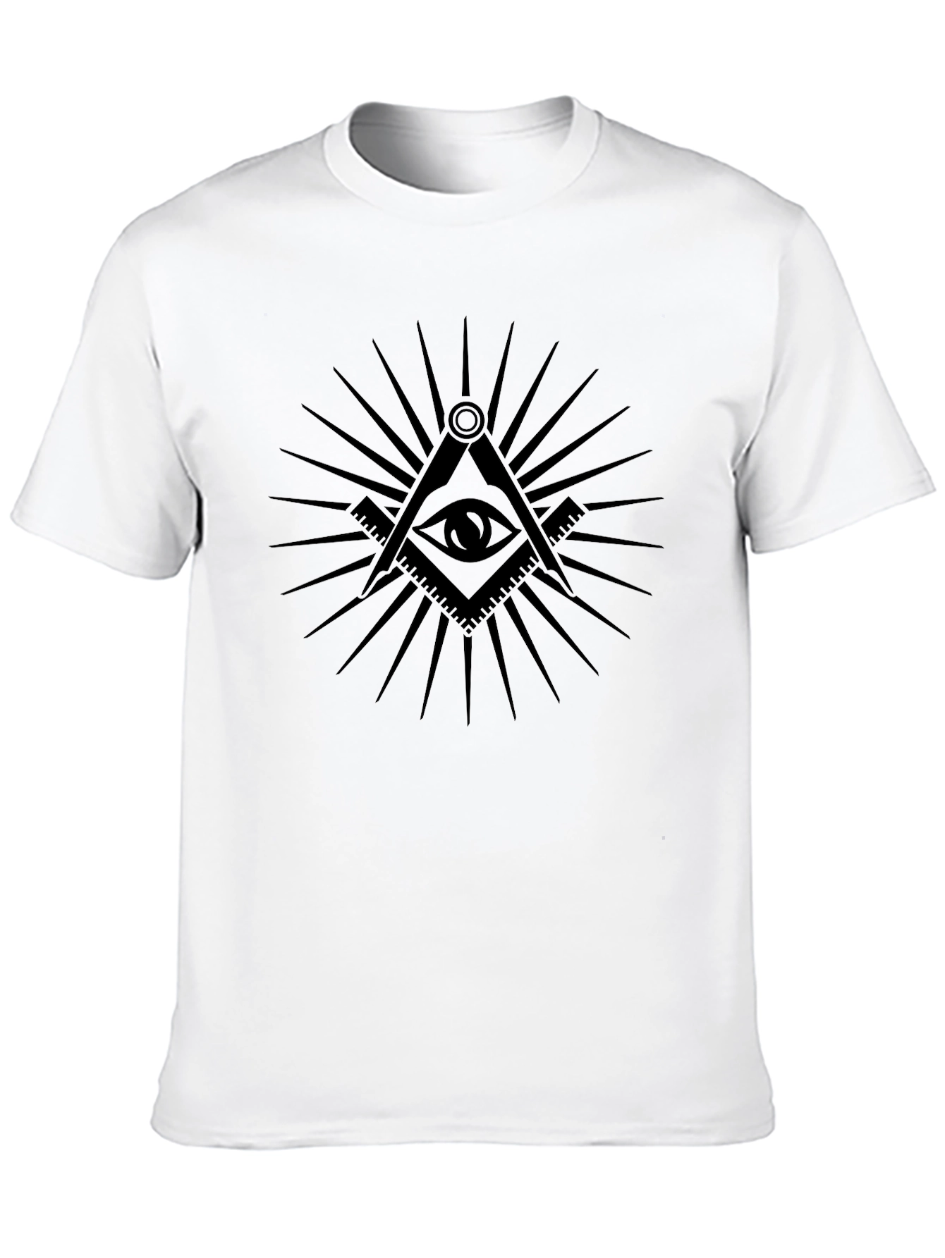 Illuminati Eye Black T-Shirt - Masonic Compass & Square