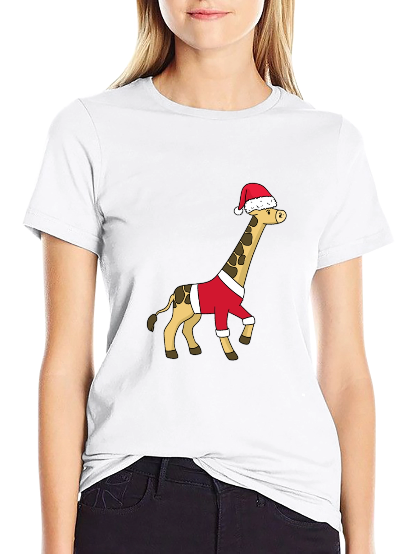 Festive Giraffe Santa Shirt - Holiday Cheer