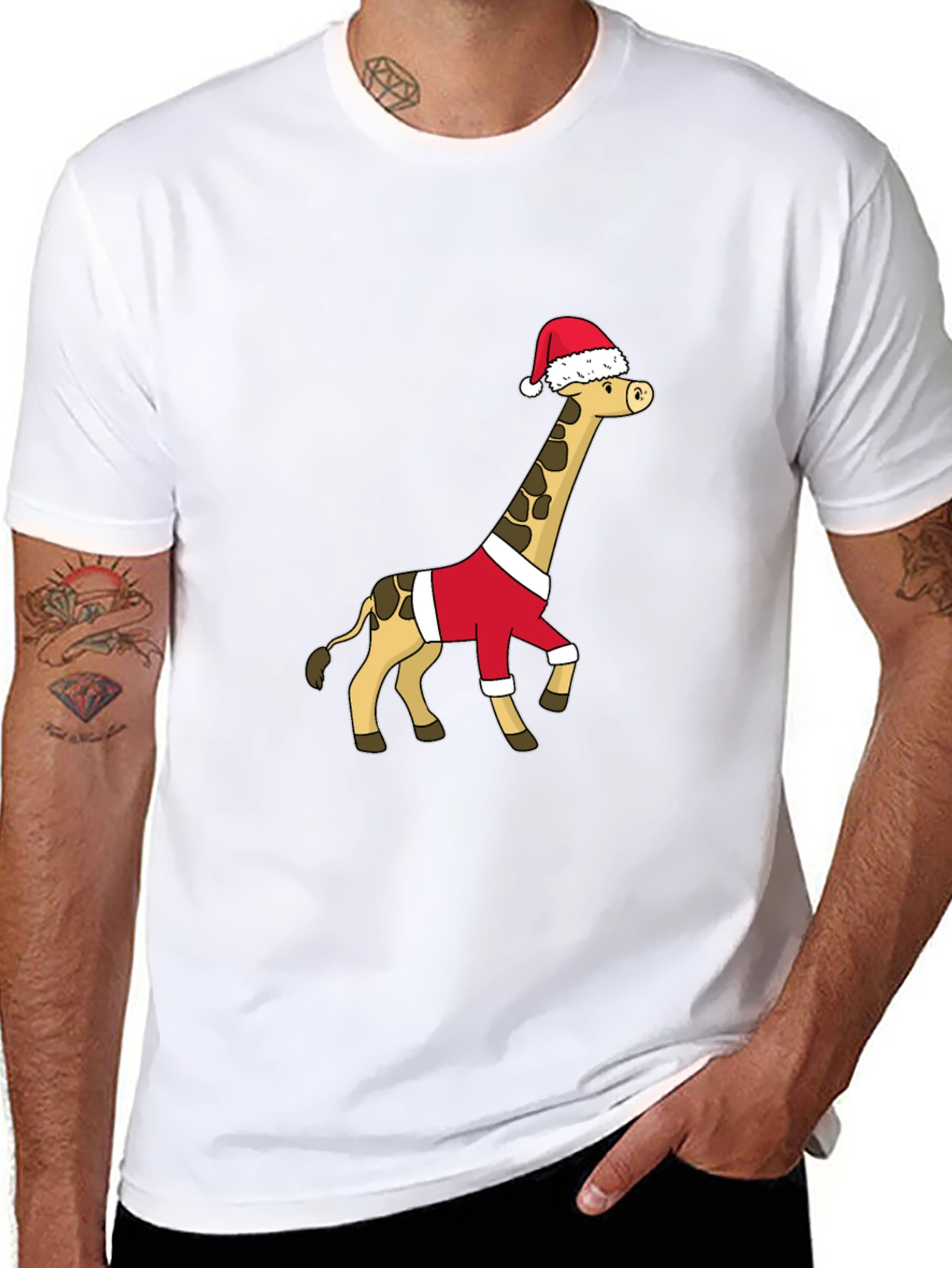 Festive Giraffe Santa Shirt - Holiday Cheer