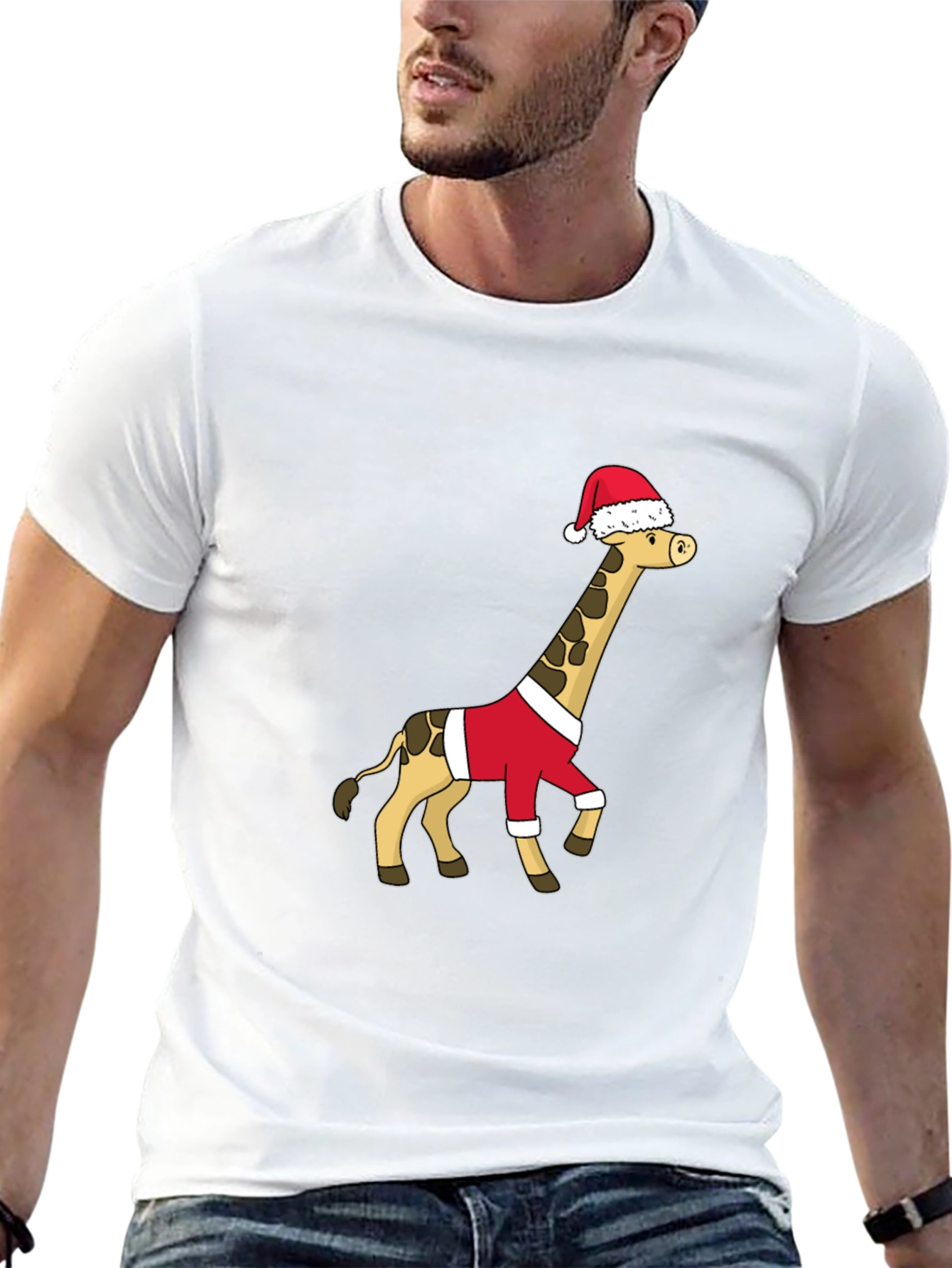 Festive Giraffe Santa Shirt - Holiday Cheer