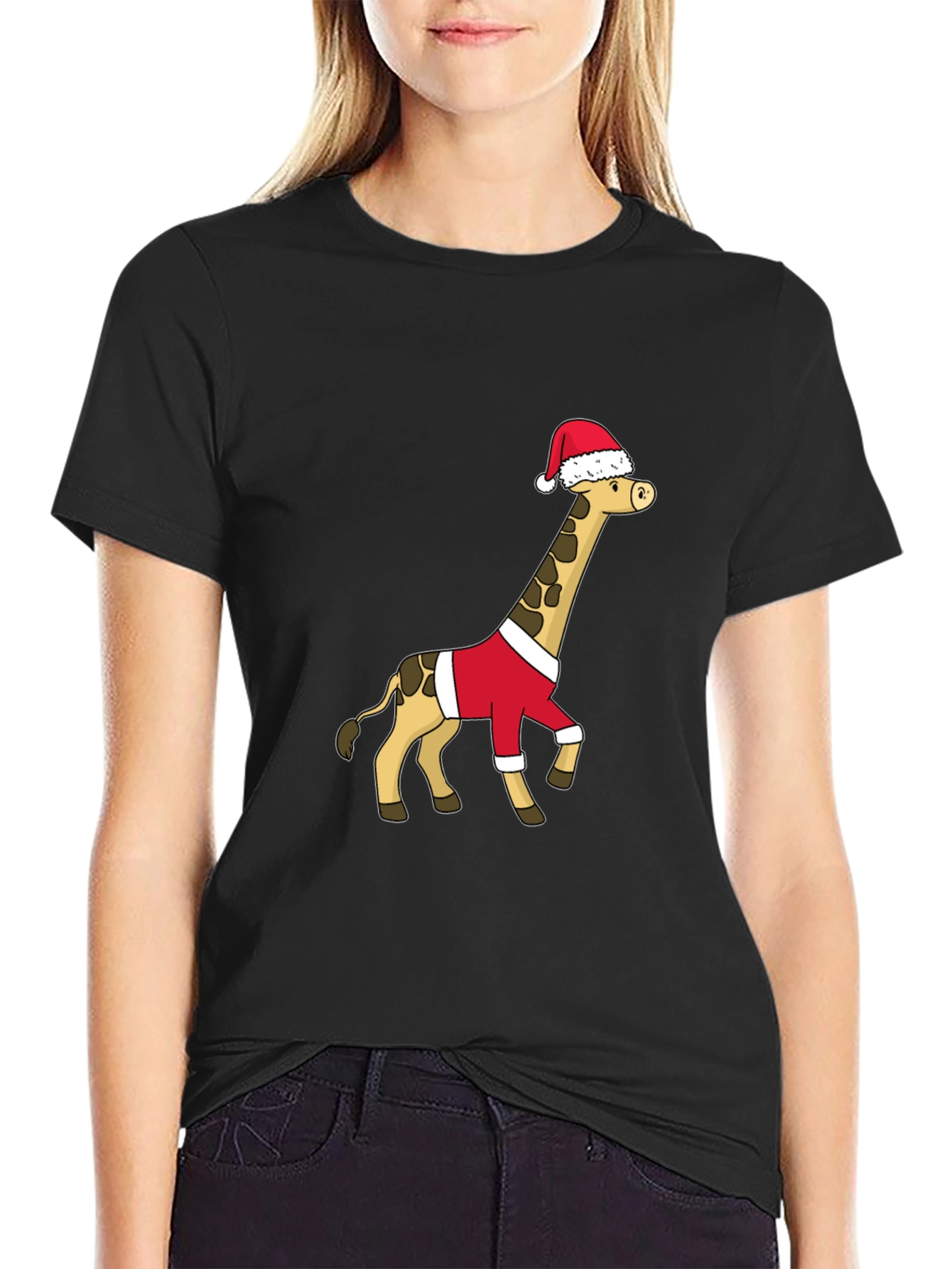 Festive Giraffe Santa Shirt - Holiday Cheer