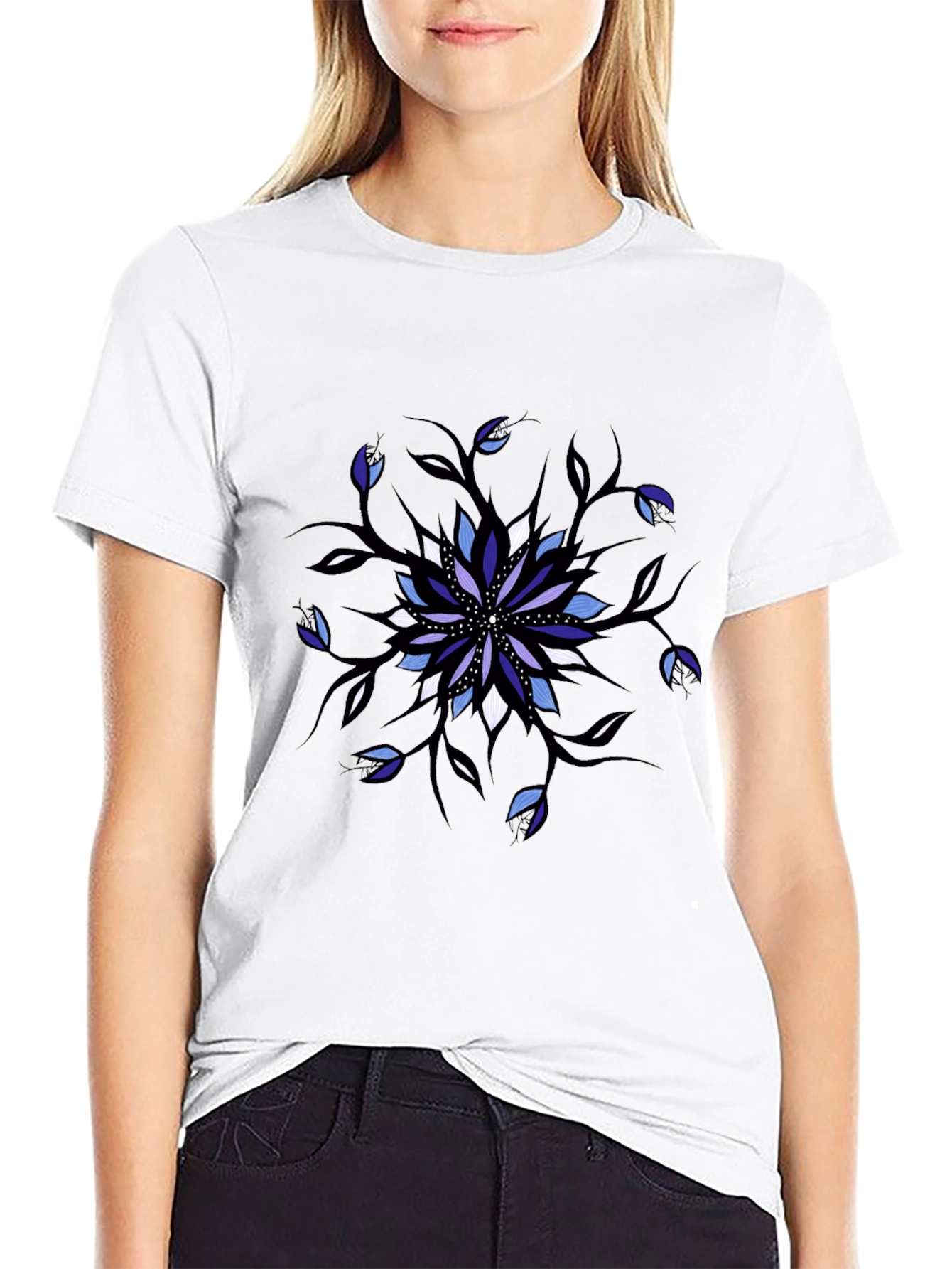 Floral Mandala T-Shirt - Black