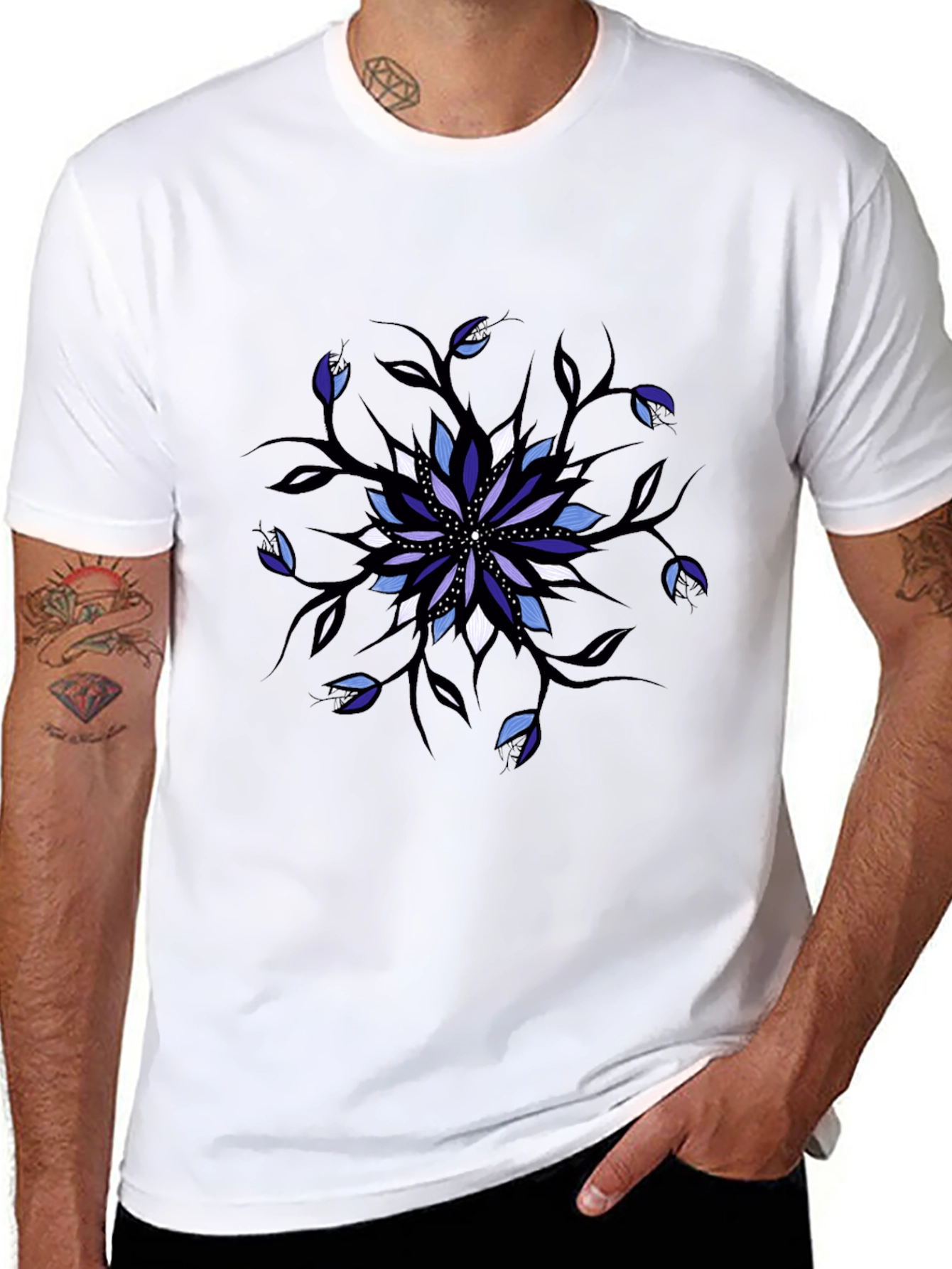 Floral Mandala T-Shirt - Black