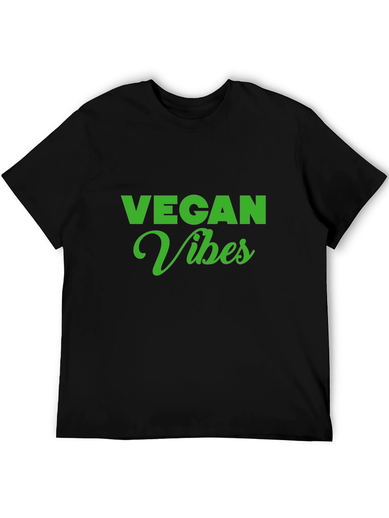 Vegan Vibes T-Shirt - Green Text on Black