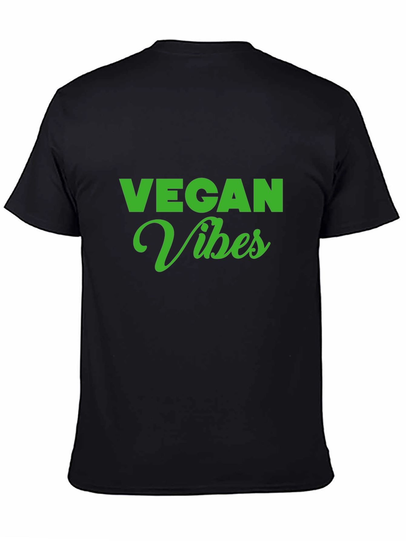Vegan Vibes T-Shirt - Green Text on Black