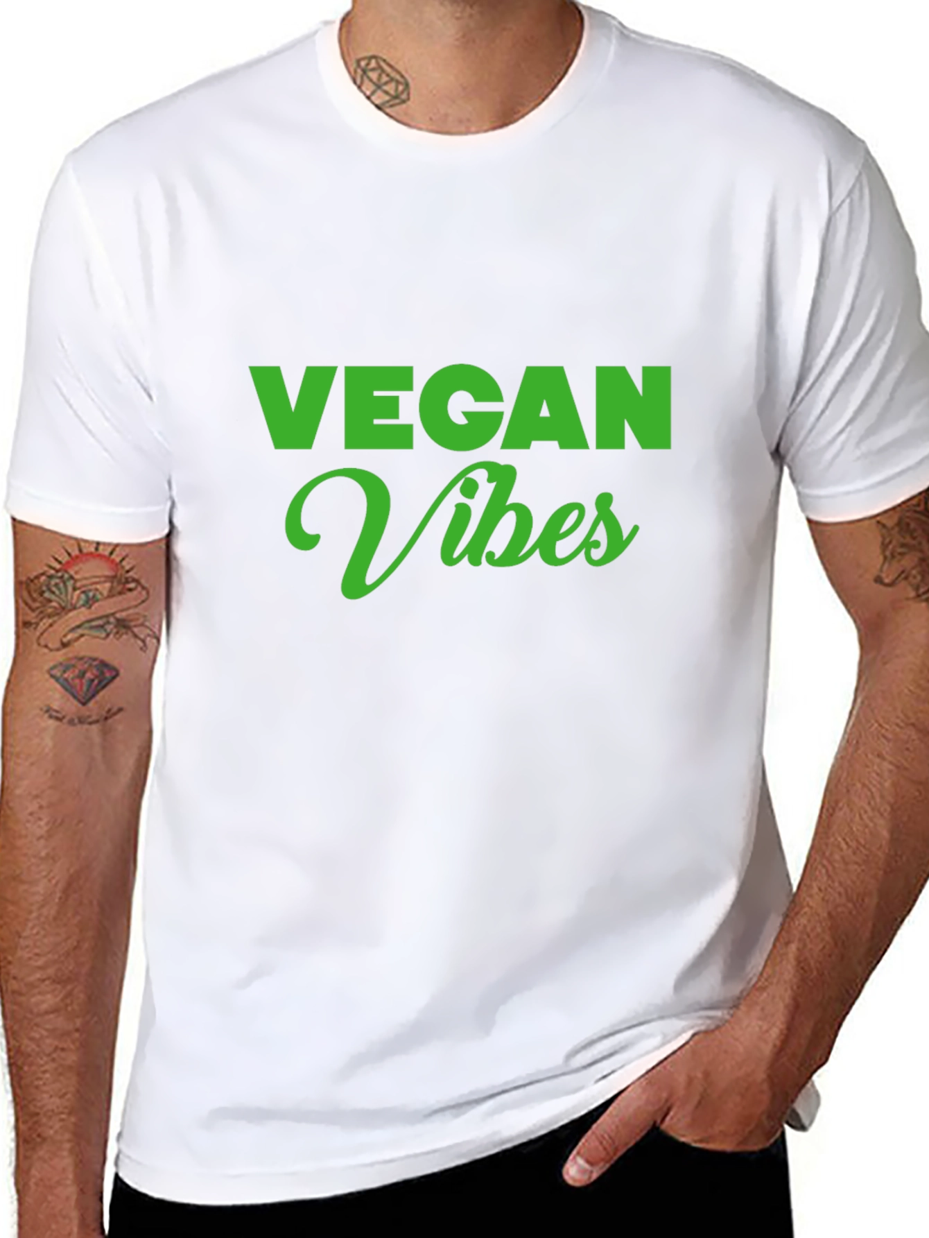 Vegan Vibes T-Shirt - Green Text on Black